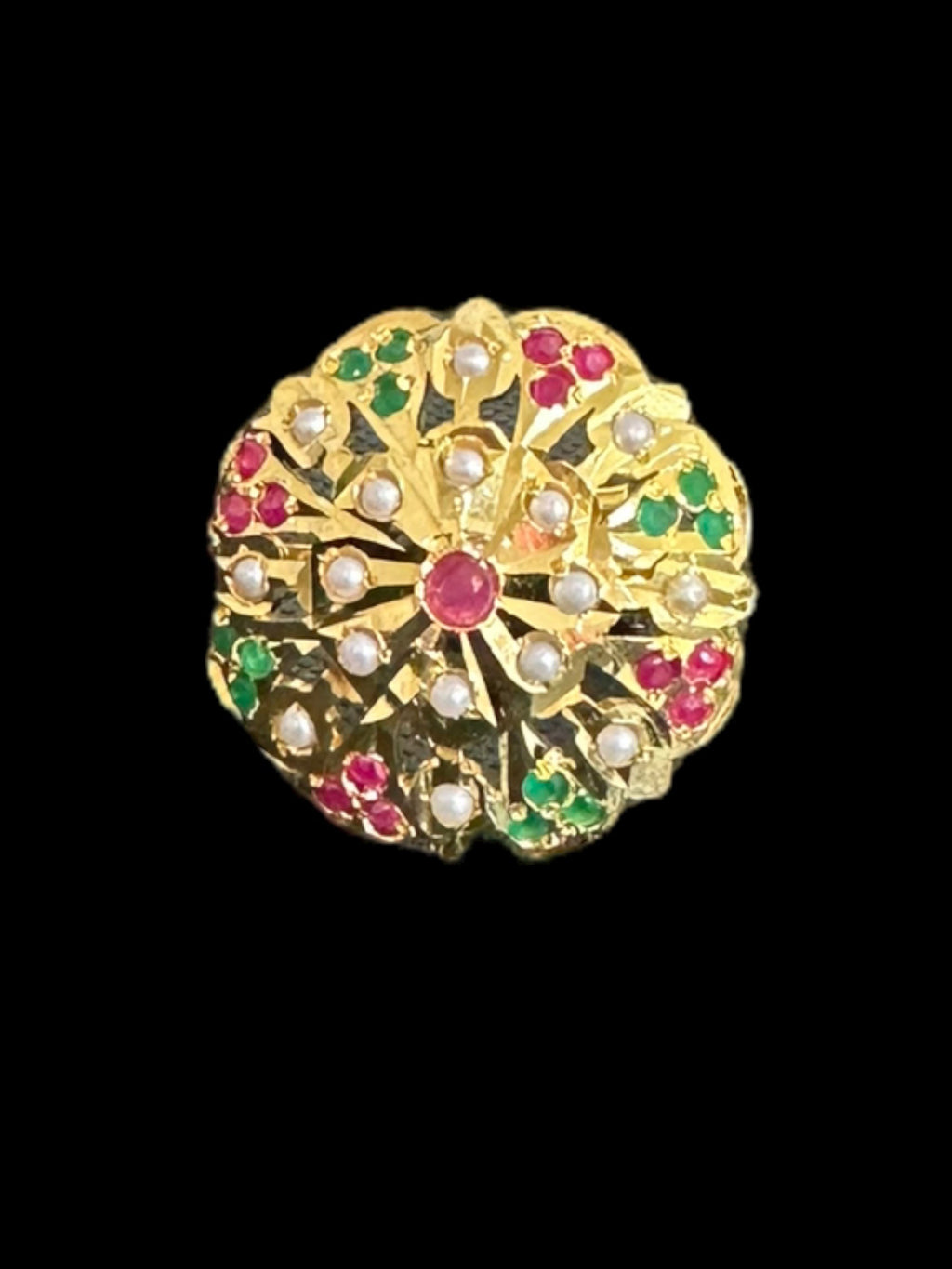 DJR108 Jadau ring -  ruby emerald pearl    ( READY TO SHIP )