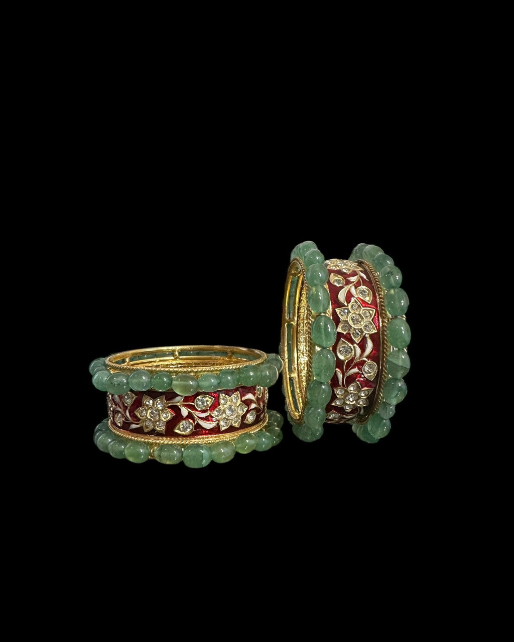 B399 Meenakari and emerald bangles (READY TO SHIP)