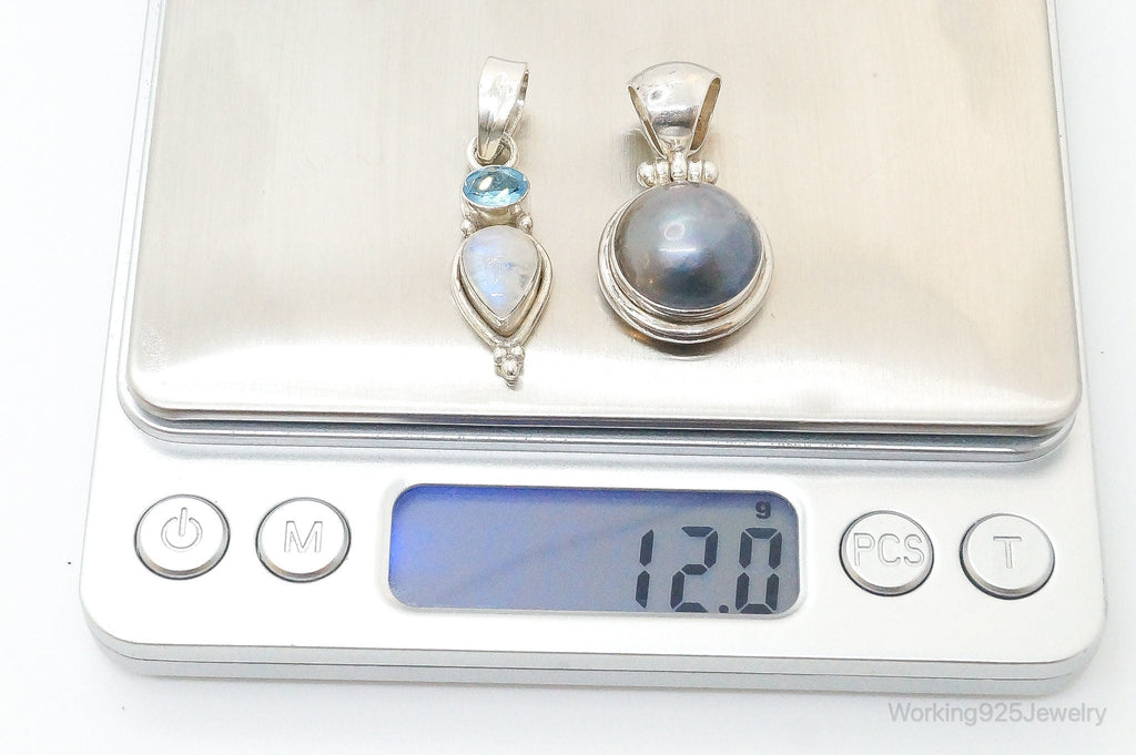 Vintage Multi Gem Sterling Silver Pendants