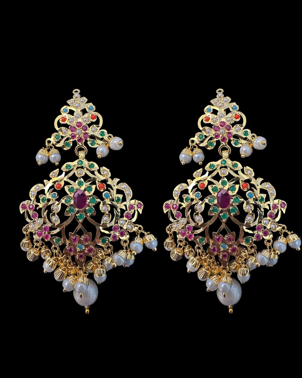 C571  Gold plated jadau choker in navratan ( READY TO SHIP )