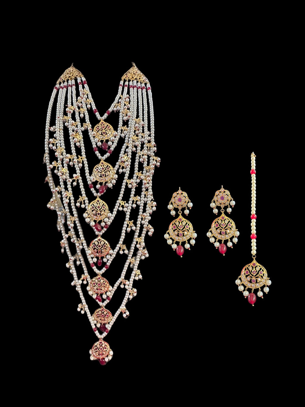 SAT87 Asmara Hyderabadi bridal satlada - ruby   ( READY TO SHIP)