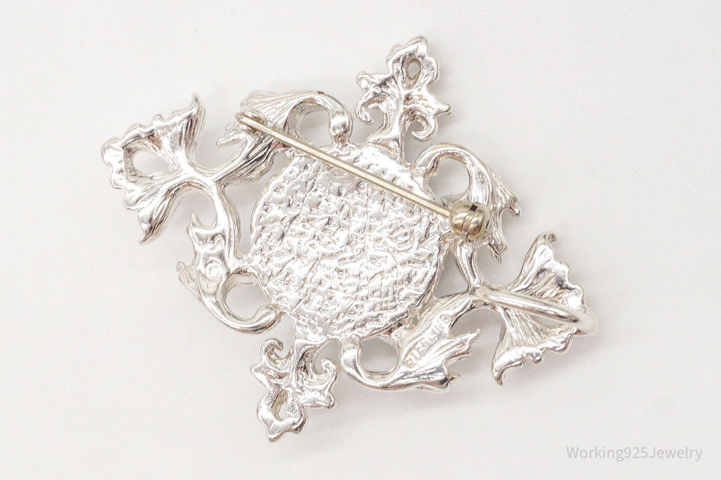 Vintage 1960s Turquoise Sterling Silver Pendant Pin