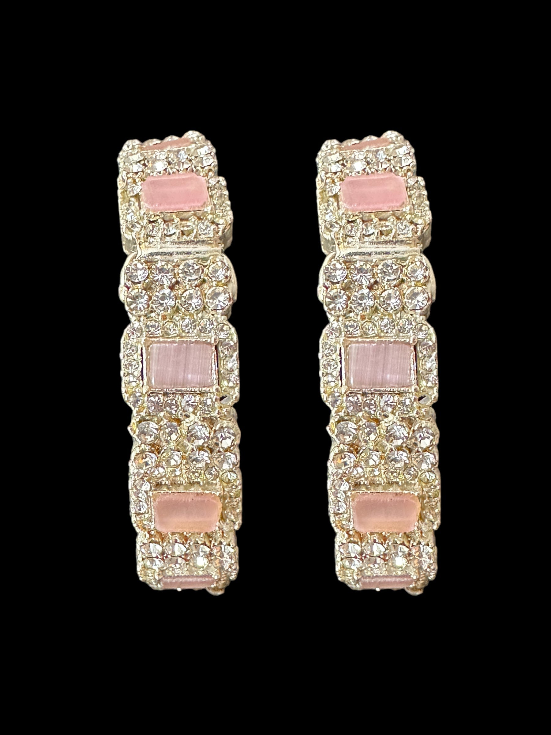 B187 Anisa bangles -pink , silver plated (READY TO SHIP)
