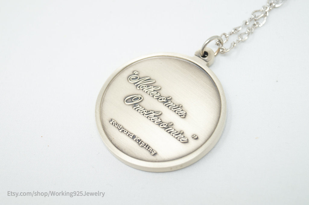 Vtg The Wittnauer Mint Mother O Mine Rudyard Kipling Sterling Silver Necklace