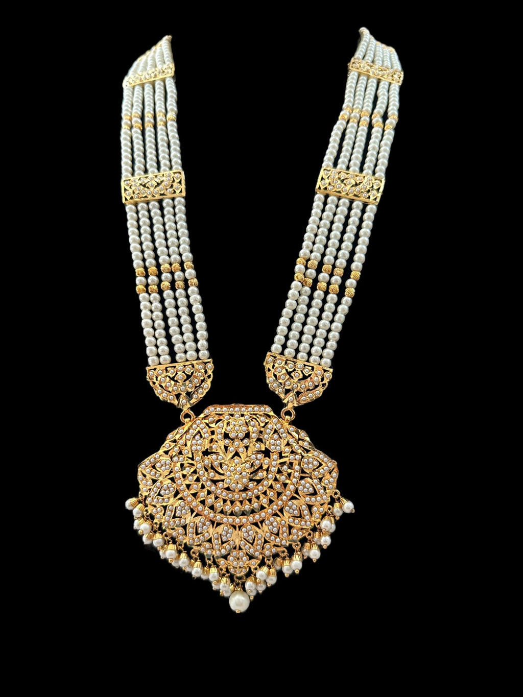 DLN85 Jia Punjabi rani haar in pearl  ( READY TO SHIP )