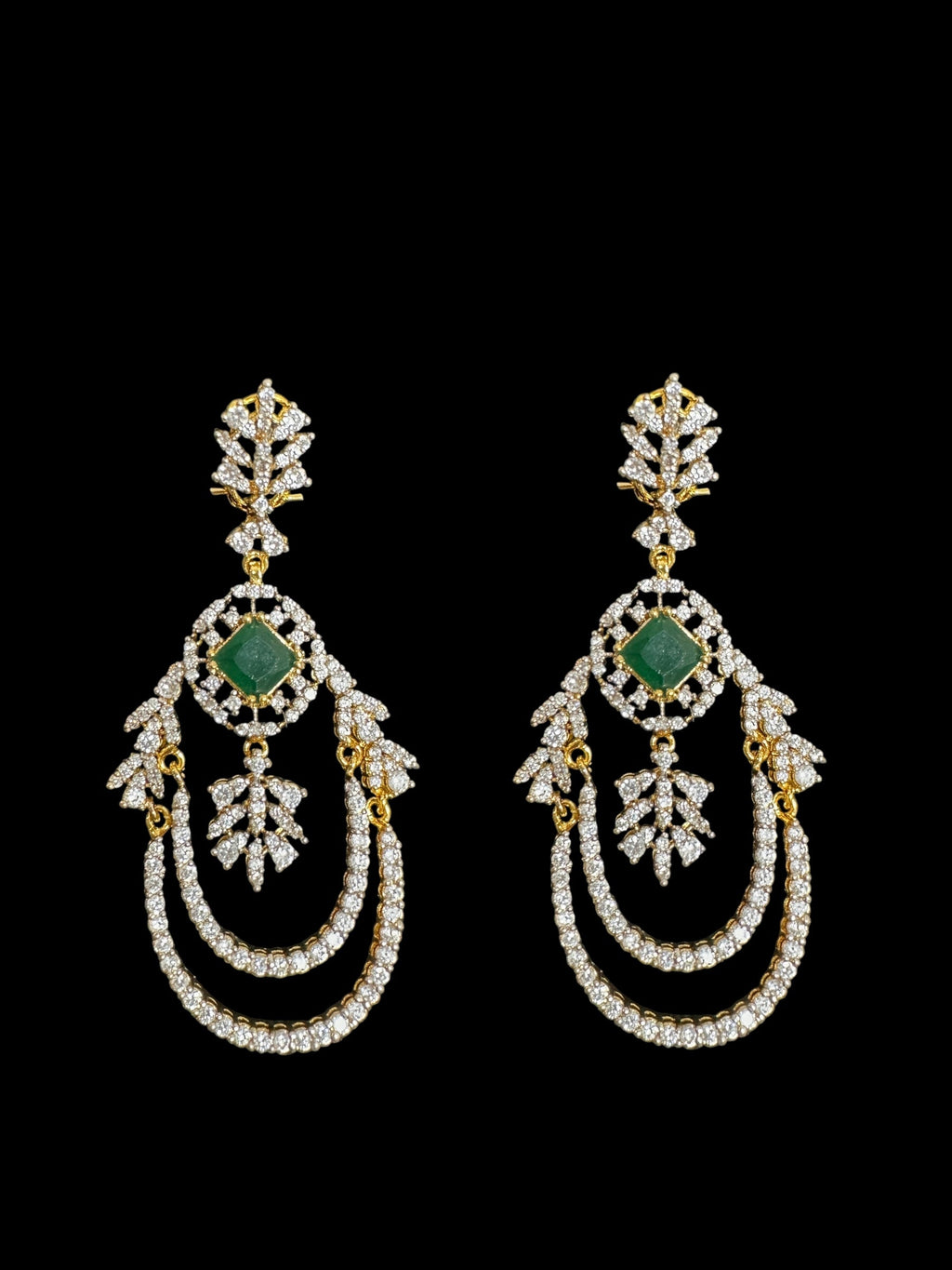 DNS184 high quality necklace set with zircon and emerlad cz stone ( READY TO SHIP )