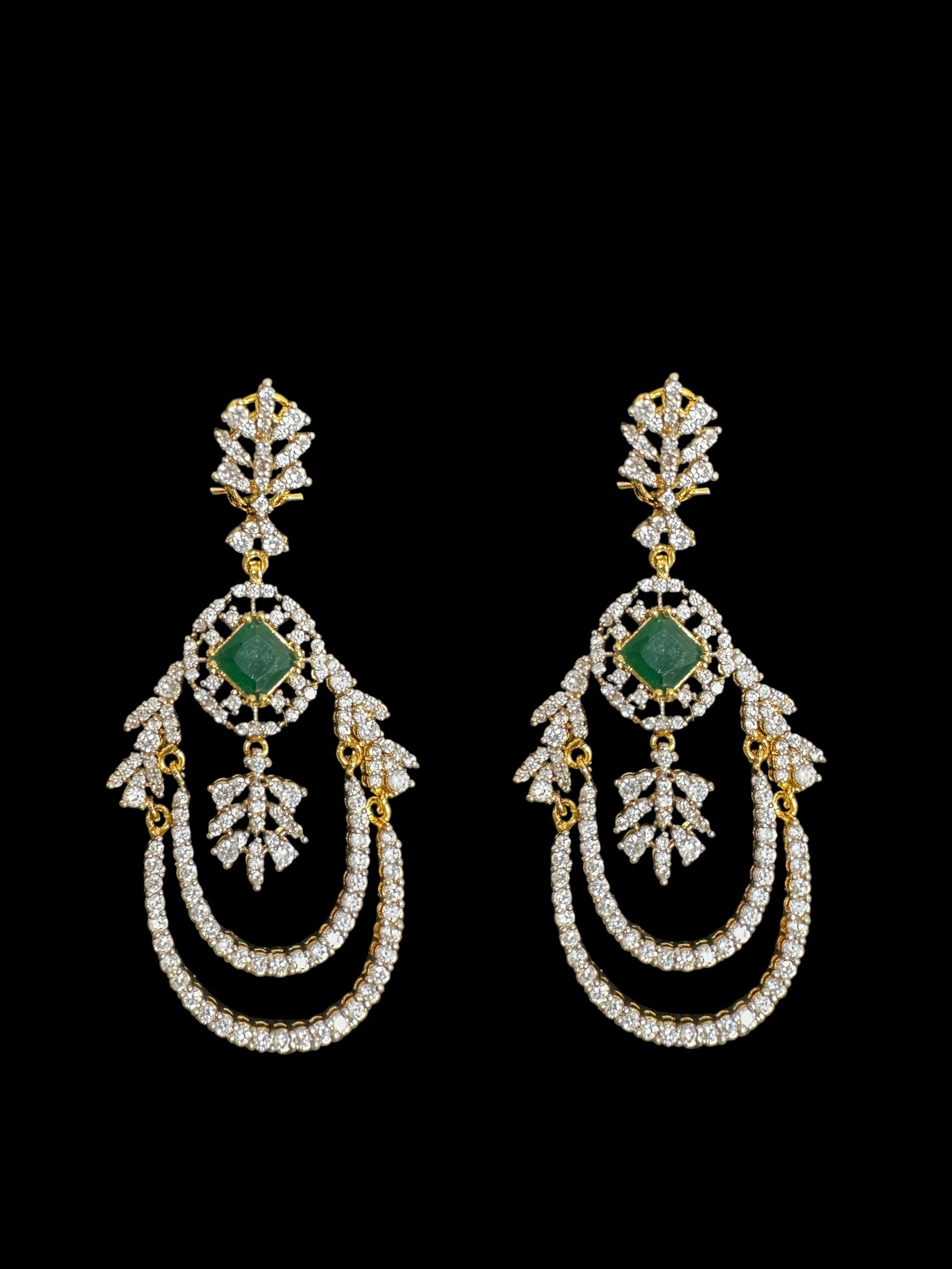 DNS184 high quality necklace set with zircon and emerlad cz stone ( READY TO SHIP )