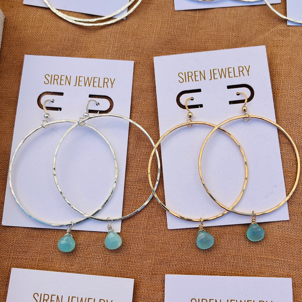 AQUA CHALCEDONY HOOP EARRINGS