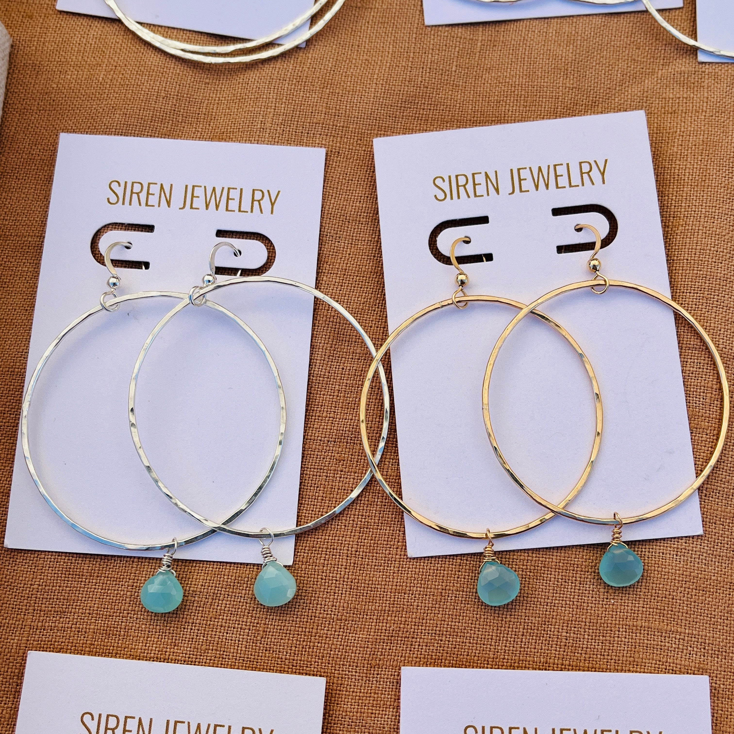 AQUA CHALCEDONY HOOP EARRINGS