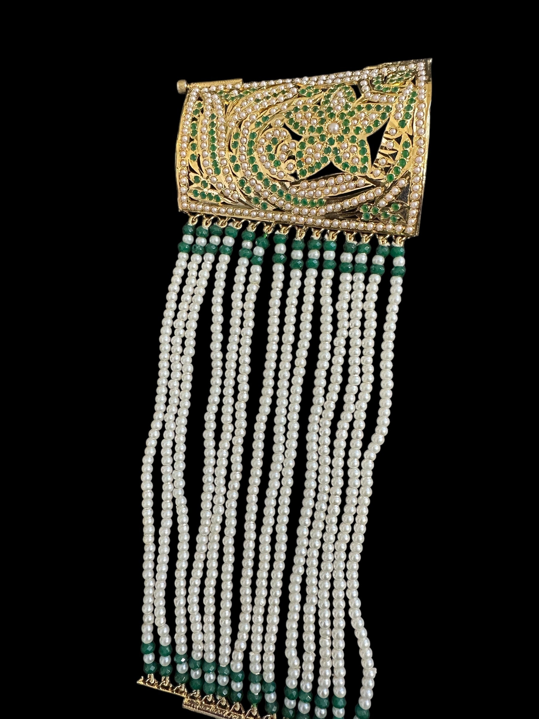 Jadau bahi / bracelet - Emerald  pearl ( READY TO SHIP  )