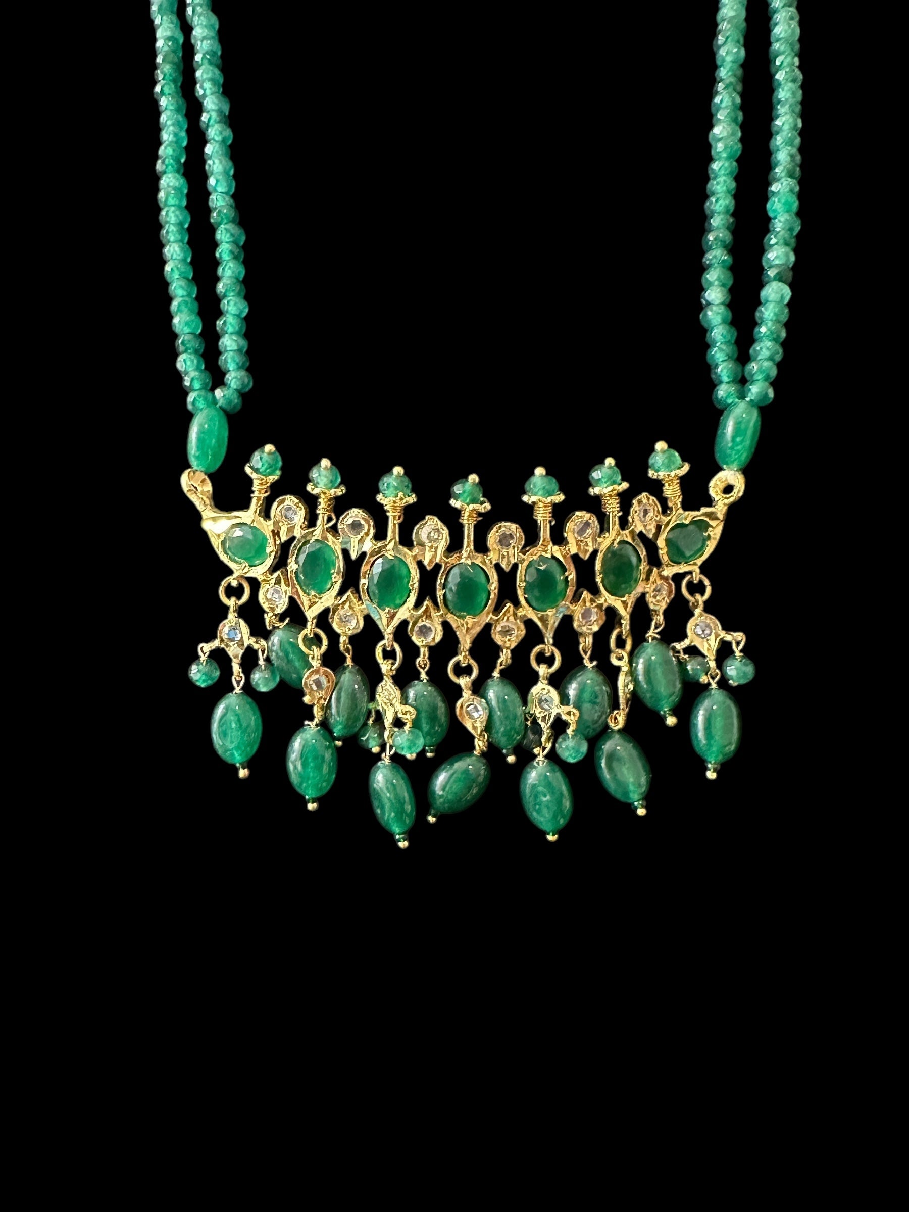 PS512 Tirmani with chandbali in green beads ( SHIPS IN 2 WEEKS  )