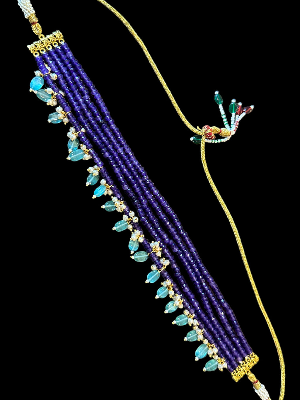 C322 beads choker purple with mint beads ( READY TO SHIP  )
