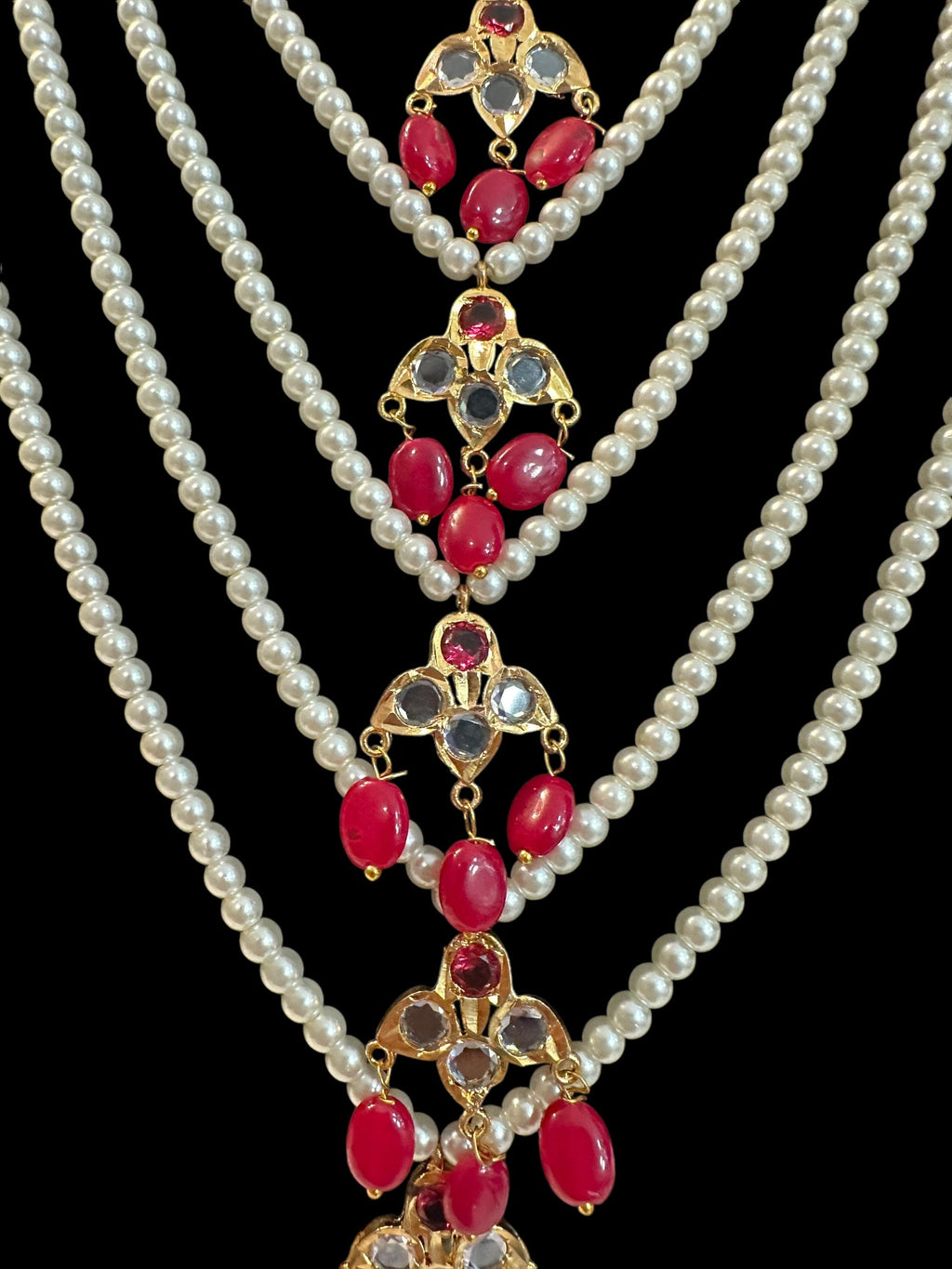 SAT101 Hyderabadi satlada with earrings - Ruby ( READY TO SHIP )
