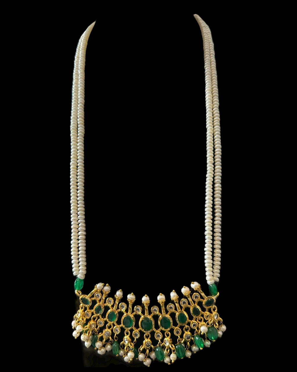 PS559 Hyderabadi / Nizami tirmani in fresh water pearls with chandbali( READY TO SHIP )