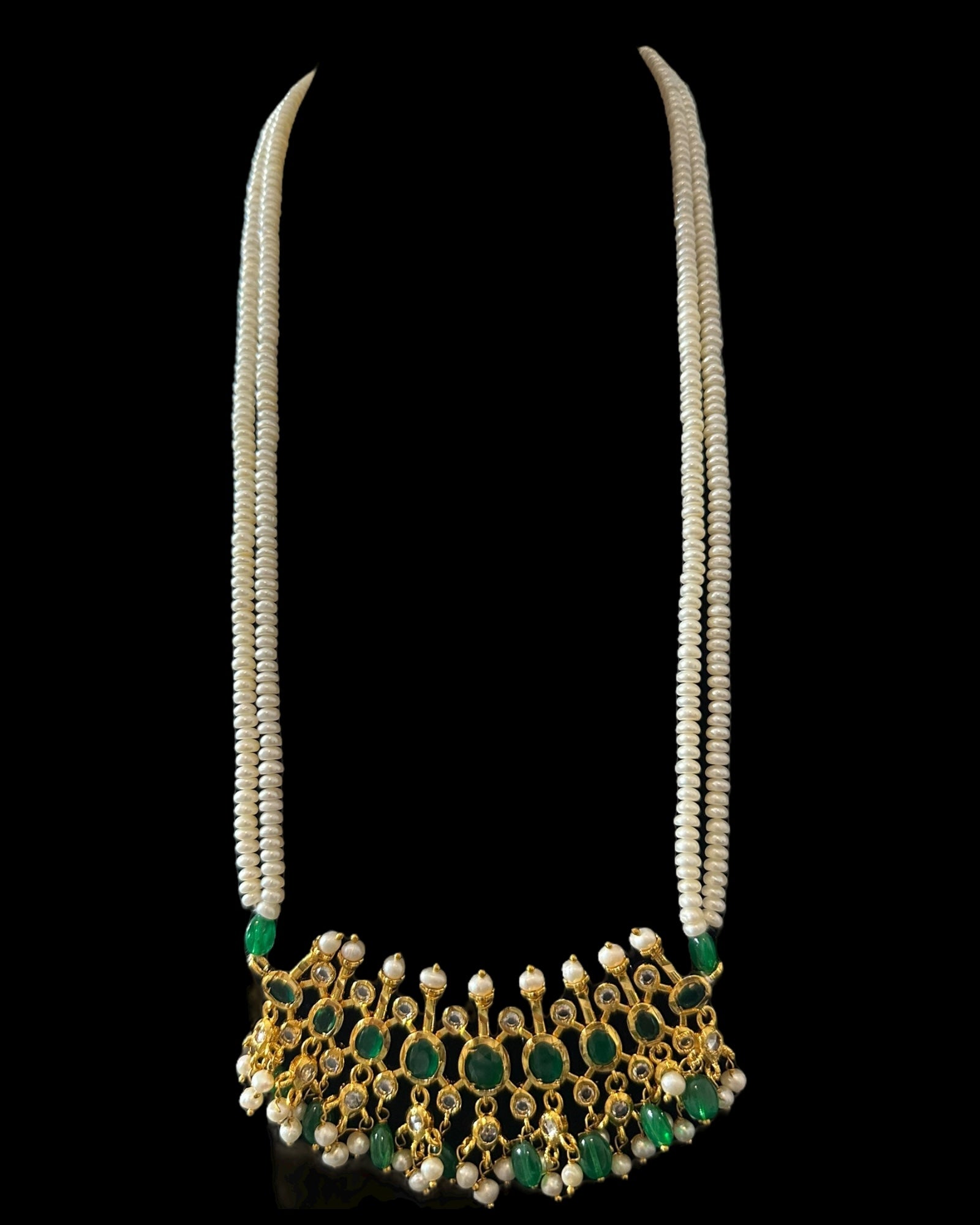 PS559 Hyderabadi / Nizami tirmani in fresh water pearls with chandbali( READY TO SHIP )