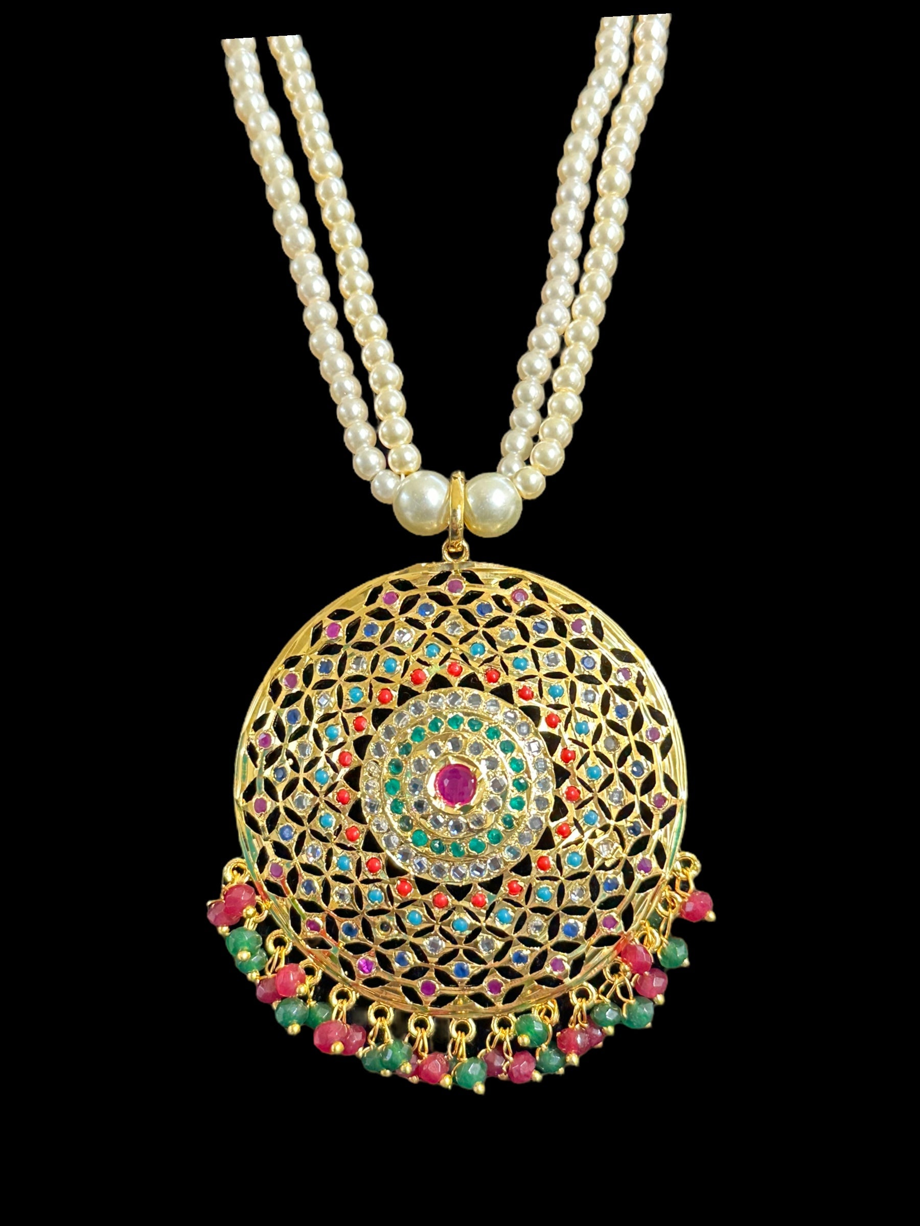 PS404 Navratan jadau pendant set ( READY TO SHIP )