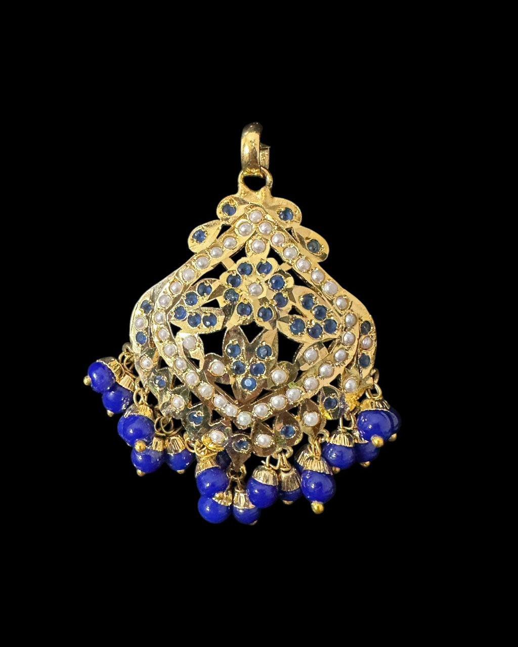 PS549 Ayeza jadau royal blue pearl pendant set ( READY TO SHIP )