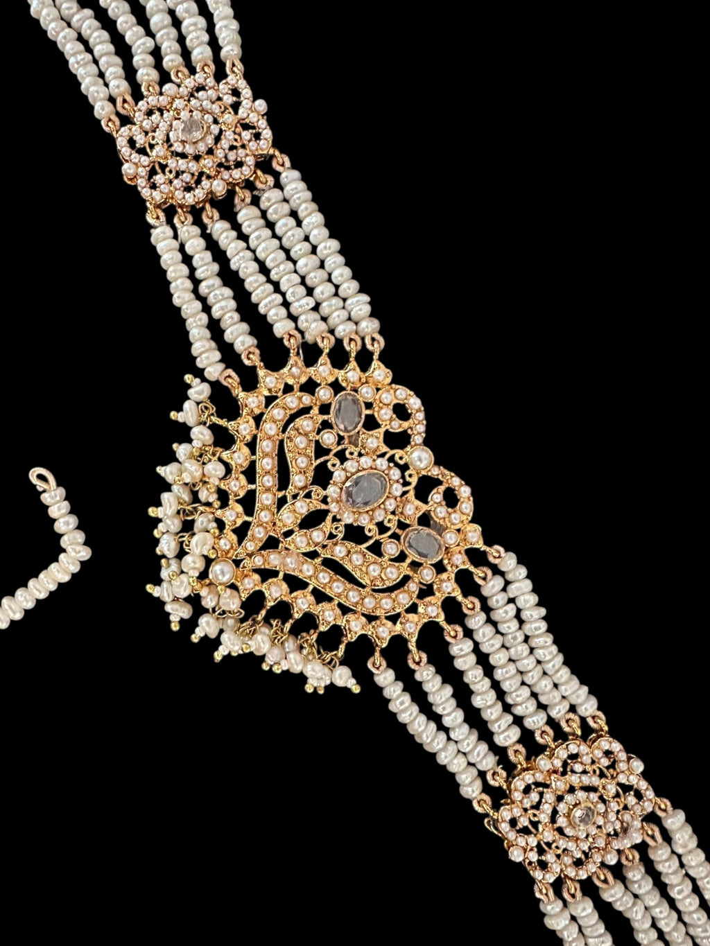 RAABYA fresh water pearl bridal choker set with earrings tika ( SHIPS IN 3 WEEKS )