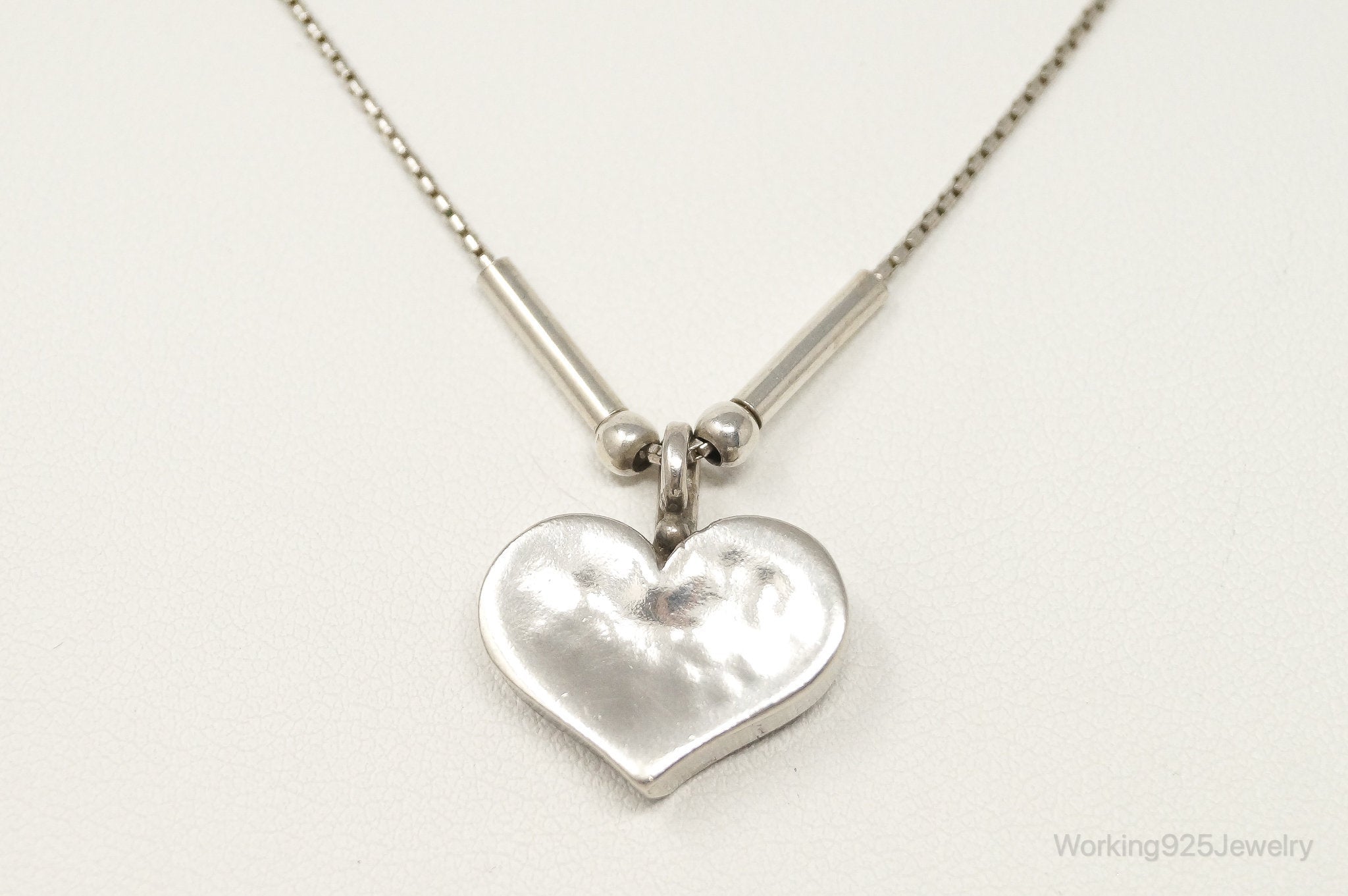 Vintage Designer Shablool Didae Heart Sterling Silver Necklace