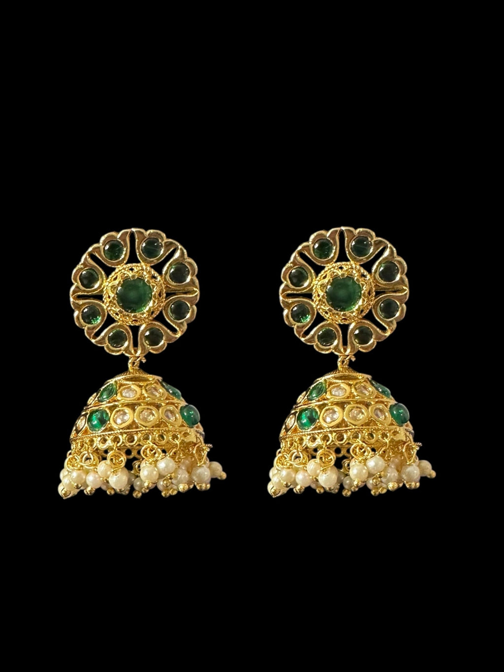 DER794 Mona polki jhumka - green ( READY TO SHIP )