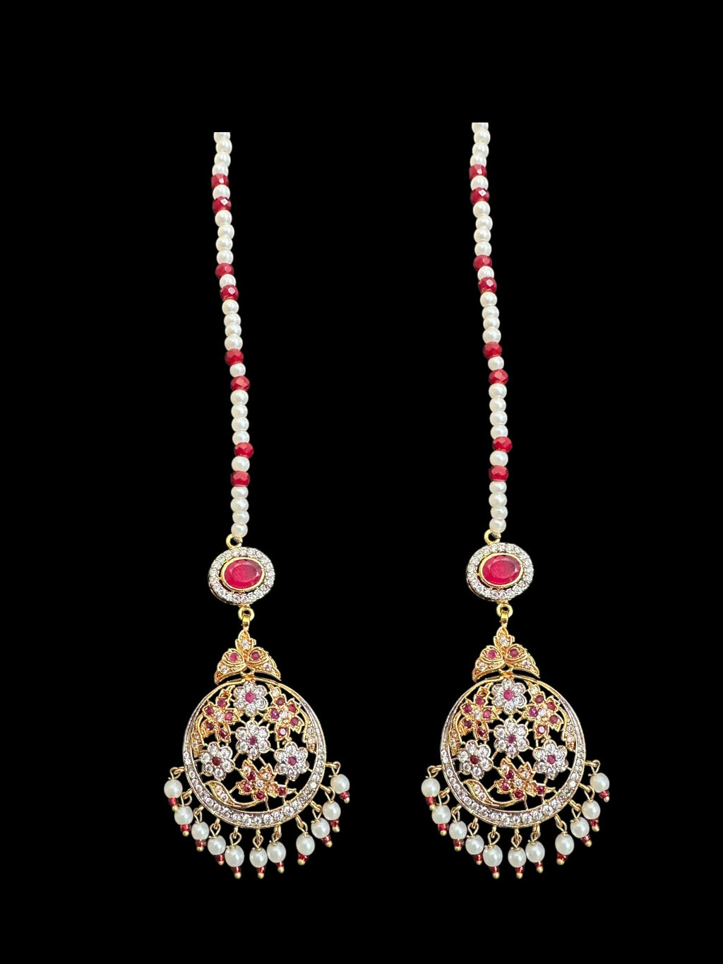 Zehra earrings tika in red/ ruby ( SHIPS IN 4 WEEKS )