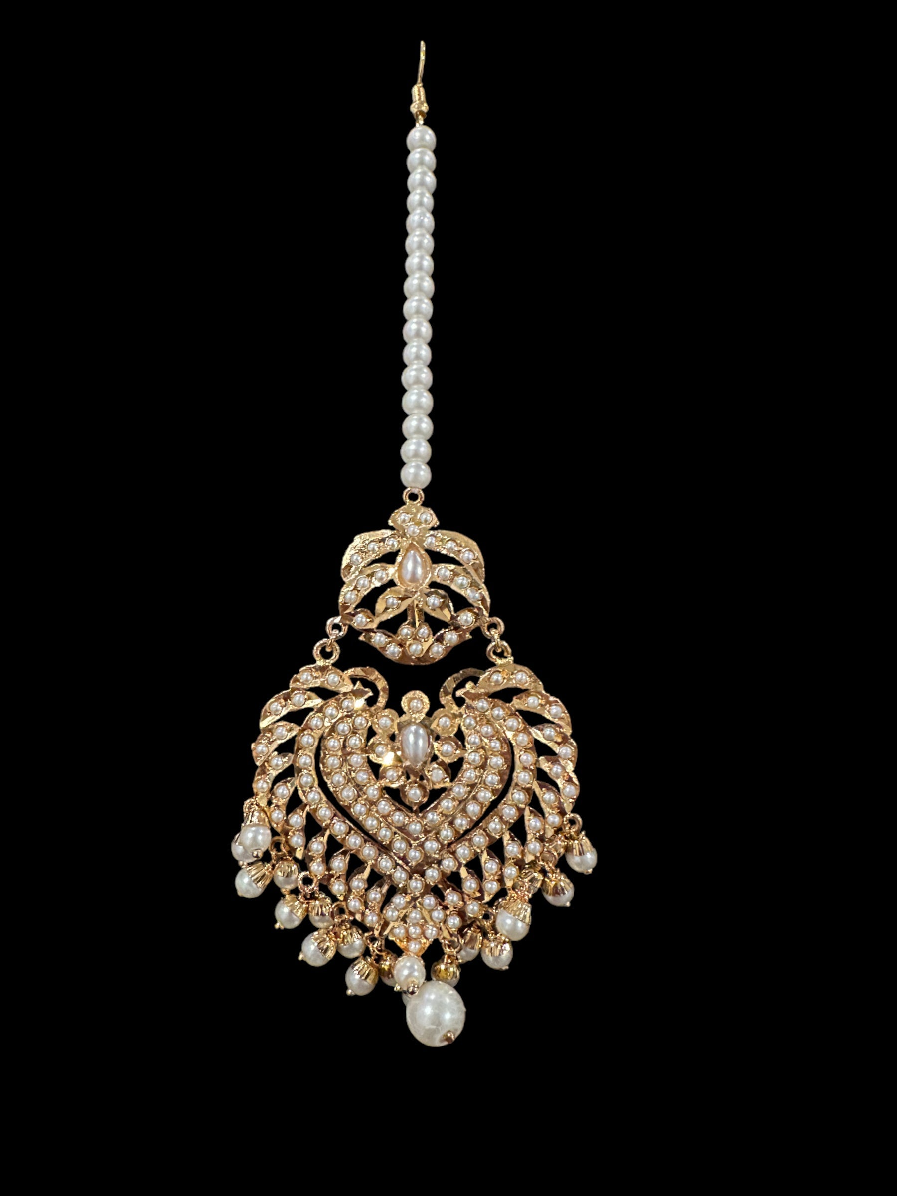 Farwah earrings tika in pearls   ( READY TO SHIP  )