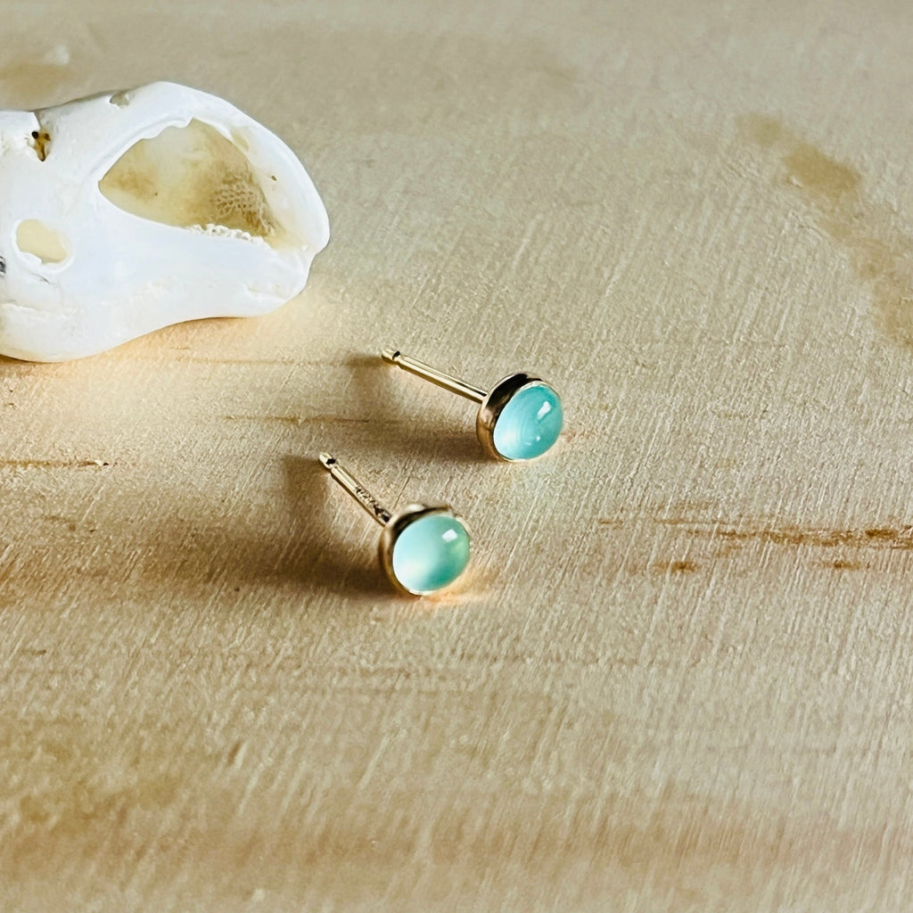 AQUA CHALCEDONY STUD EARRINGS