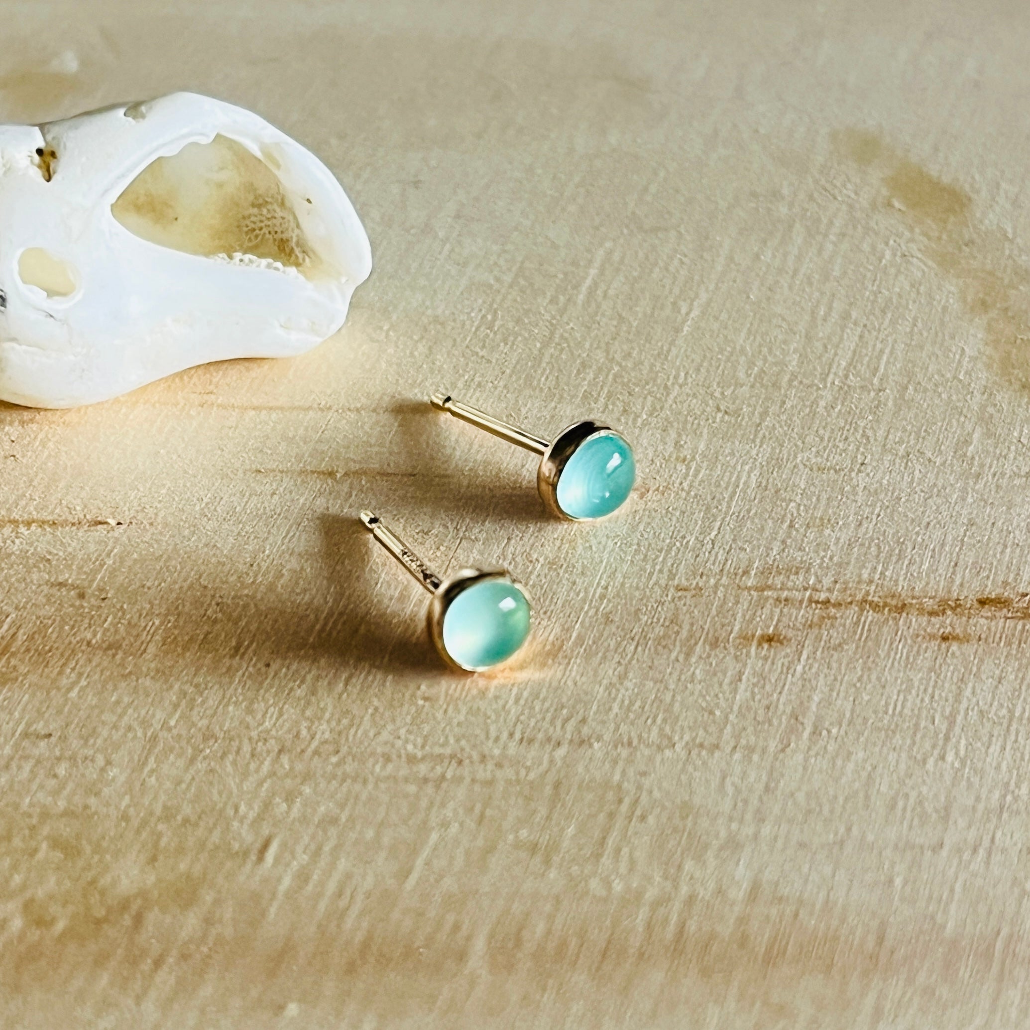 AQUA CHALCEDONY STUD EARRINGS