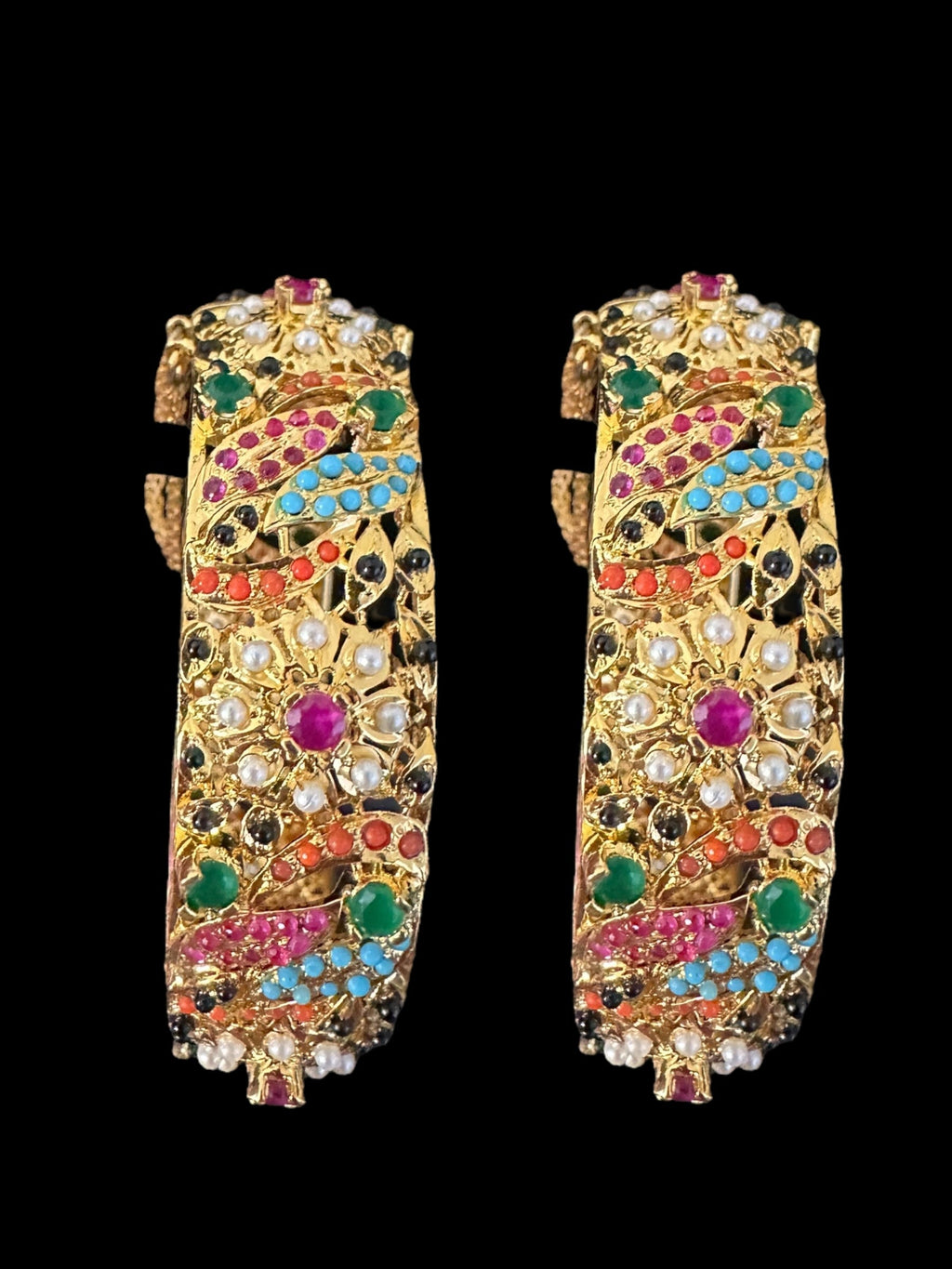 B811 Avisha Jadau bangles in Navratan ( READY TO SHIP )