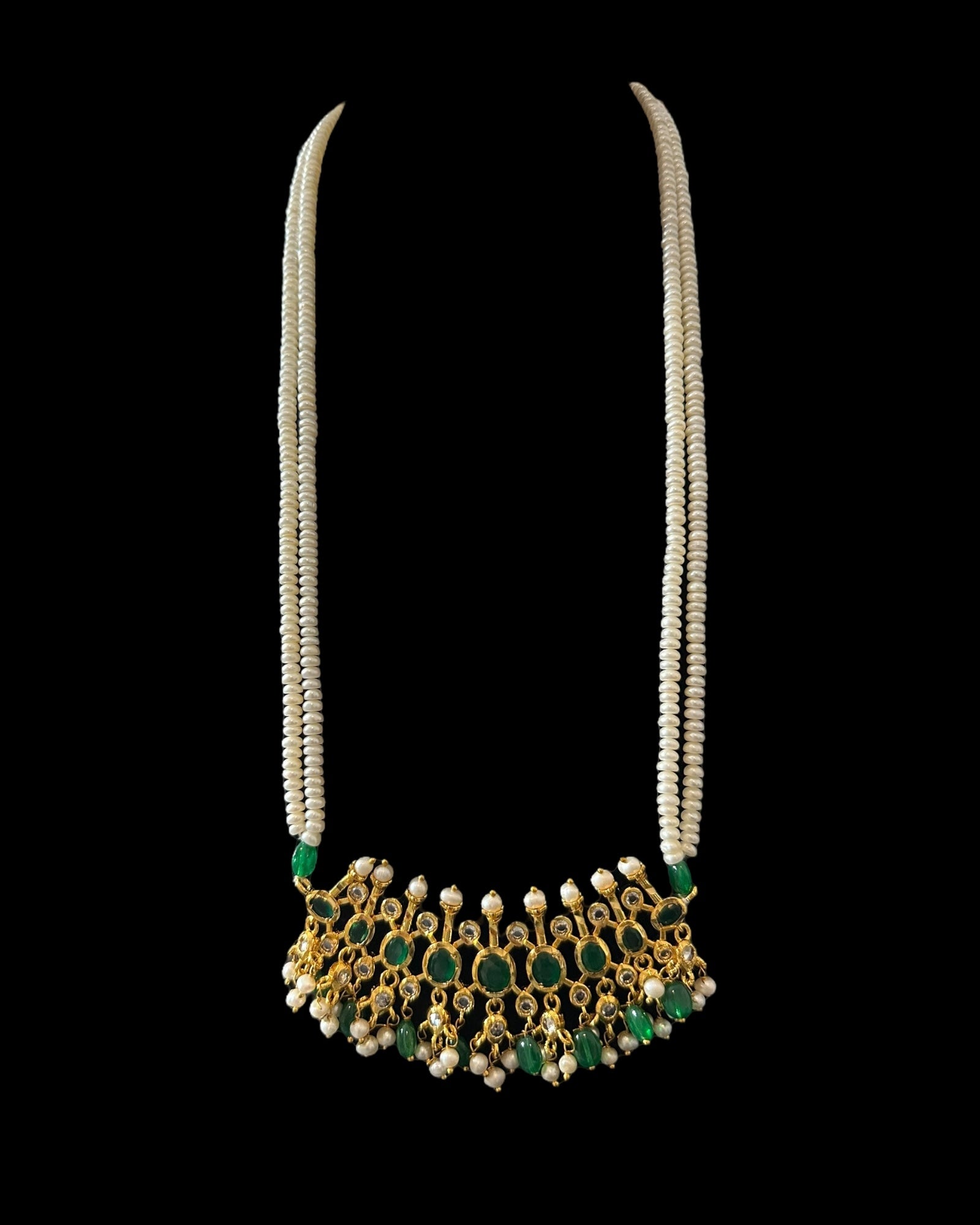 PS559 Hyderabadi / Nizami tirmani in fresh water pearls with chandbali( READY TO SHIP )