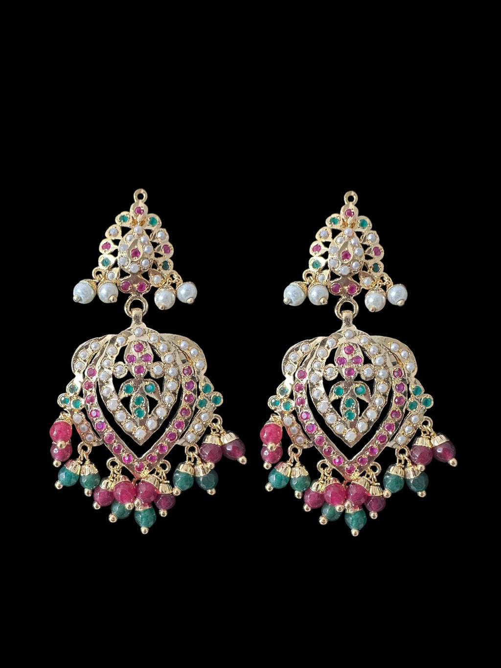 NS329 Taseen necklace set in ruby emerald ( READY TO SHIP )