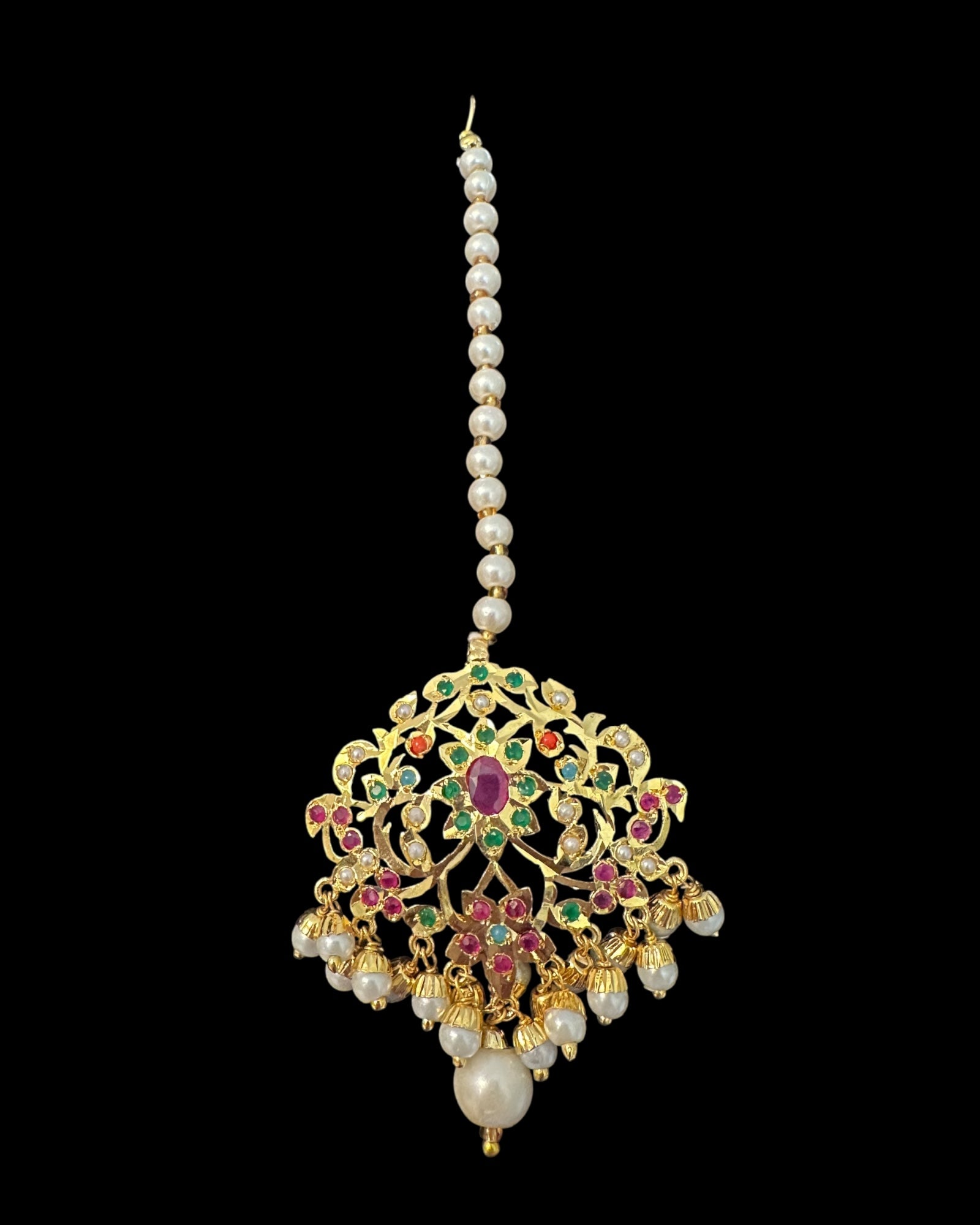 C571  Gold plated jadau choker in navratan ( READY TO SHIP )