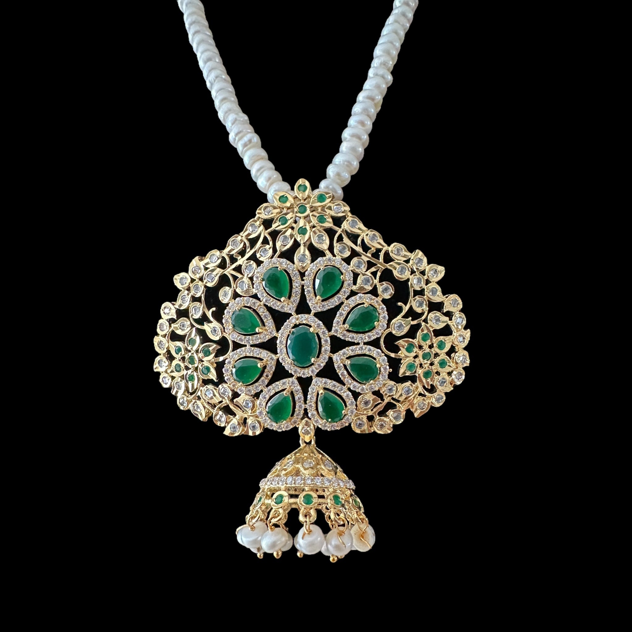 PS319 fresh water pearl pendant set in green   ( READY TO SHIP )