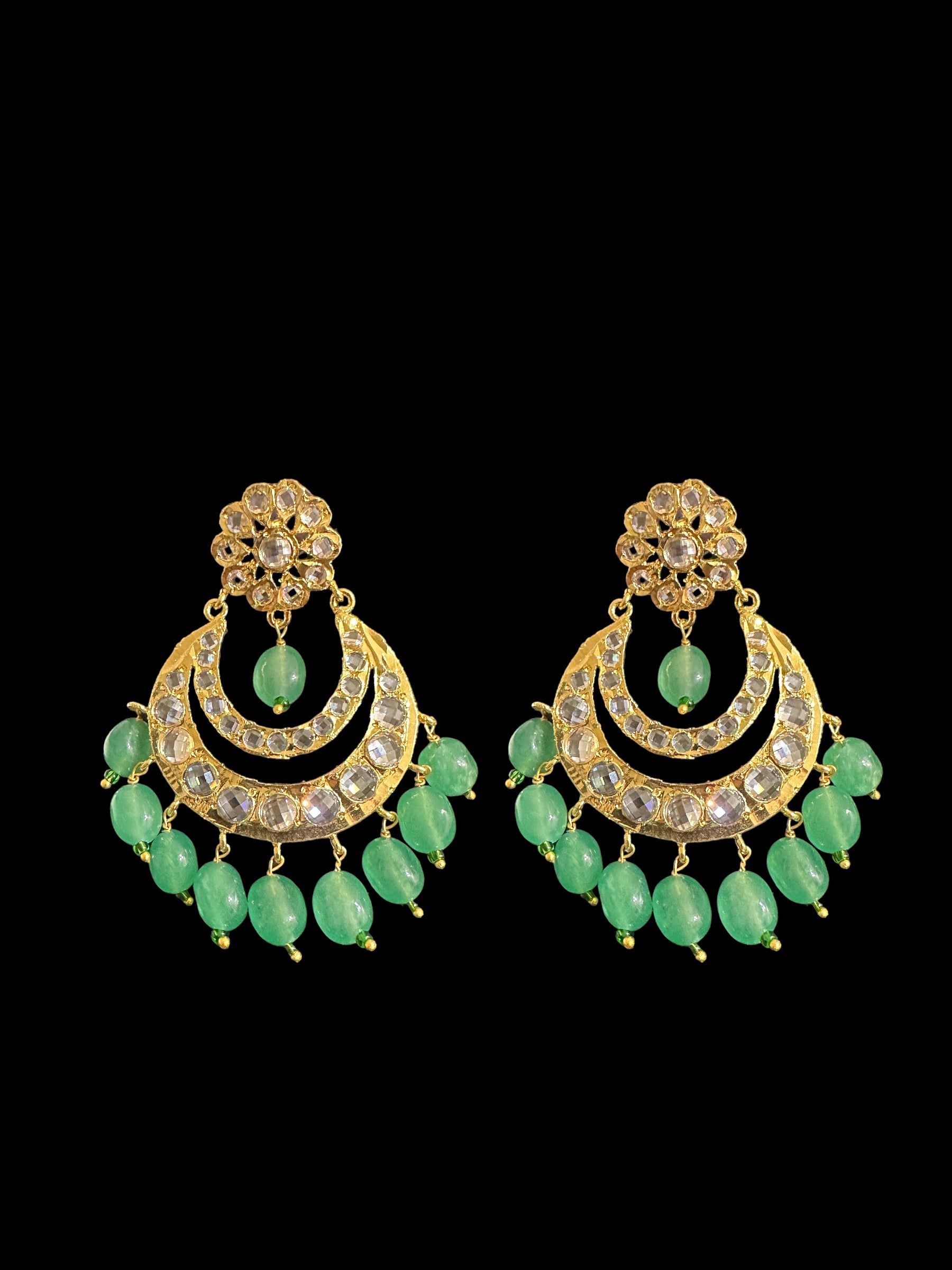 DNS89 gold plated necklace with light green beads ( READY TO SHIP )