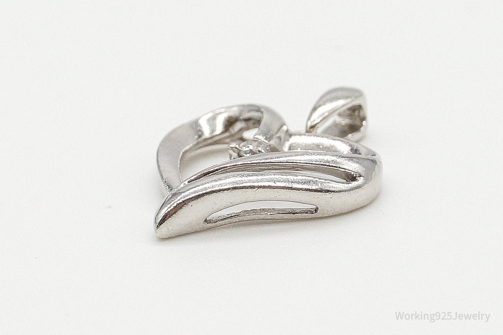 Vintage Diamond Heart Sterling Silver Pendant
