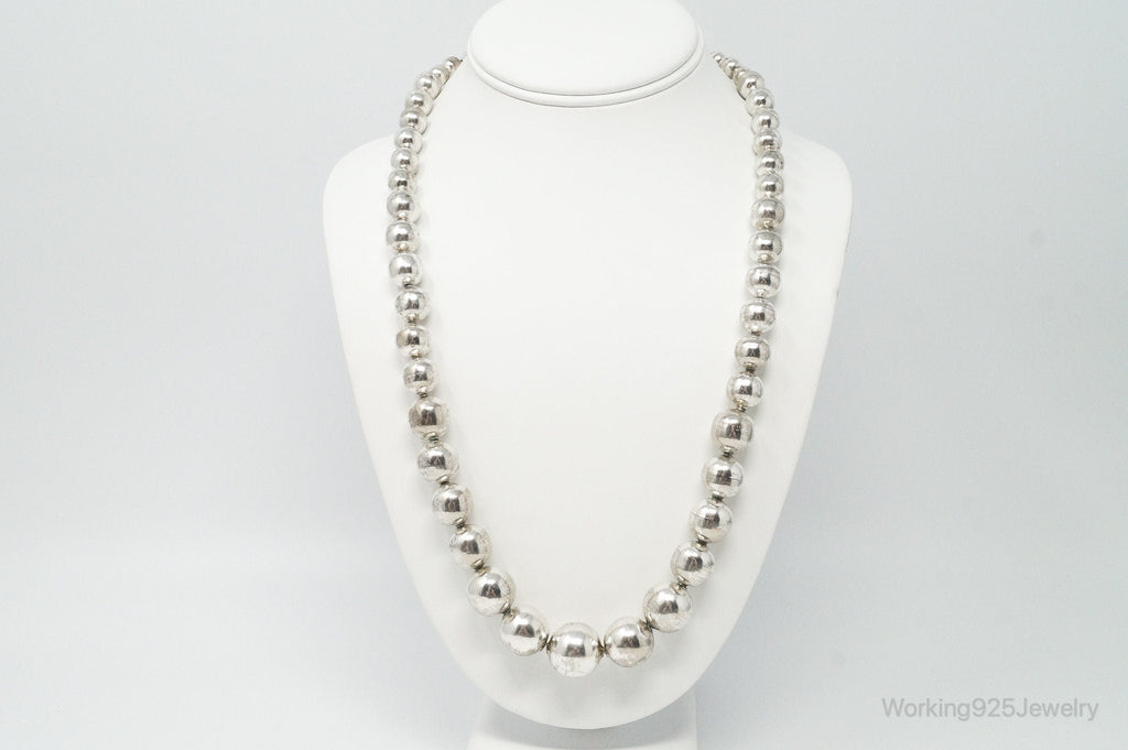Vintage Ball Bead Sterling Silver Necklace