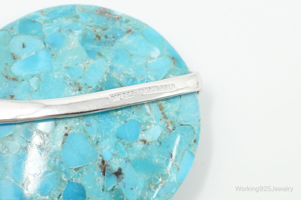 Designer Large Blue Mojave Turquoise Amethyst Sterling Silver Necklace