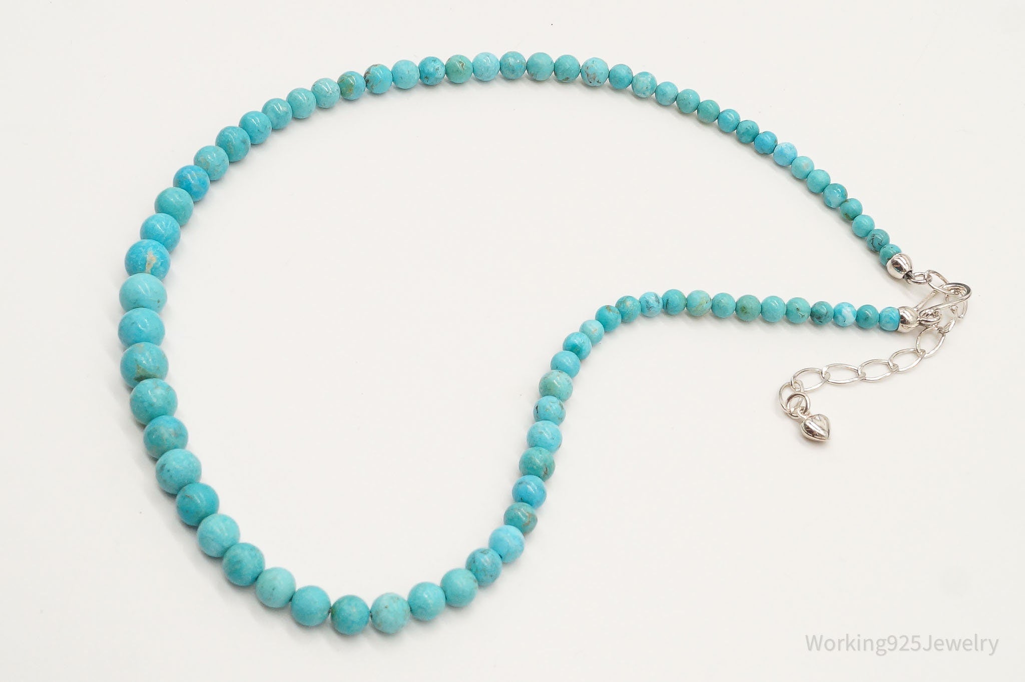 VTG Southwestern Desert Rose Trading Turquoise Bead Sterling Silver Necklace