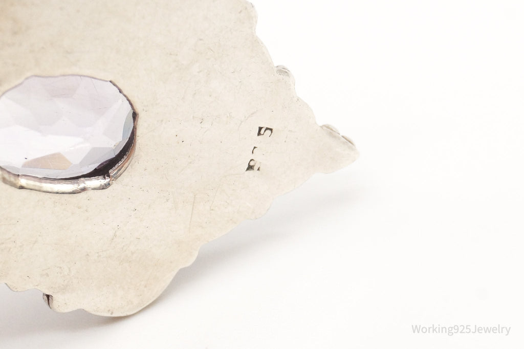 Vintage Large Purple Amethyst Sterling Silver Pendant