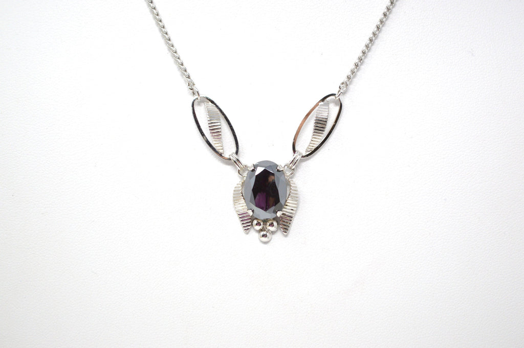 Vintage Designer Van Dell Hematite Sterling Silver Necklace - 16 Inch