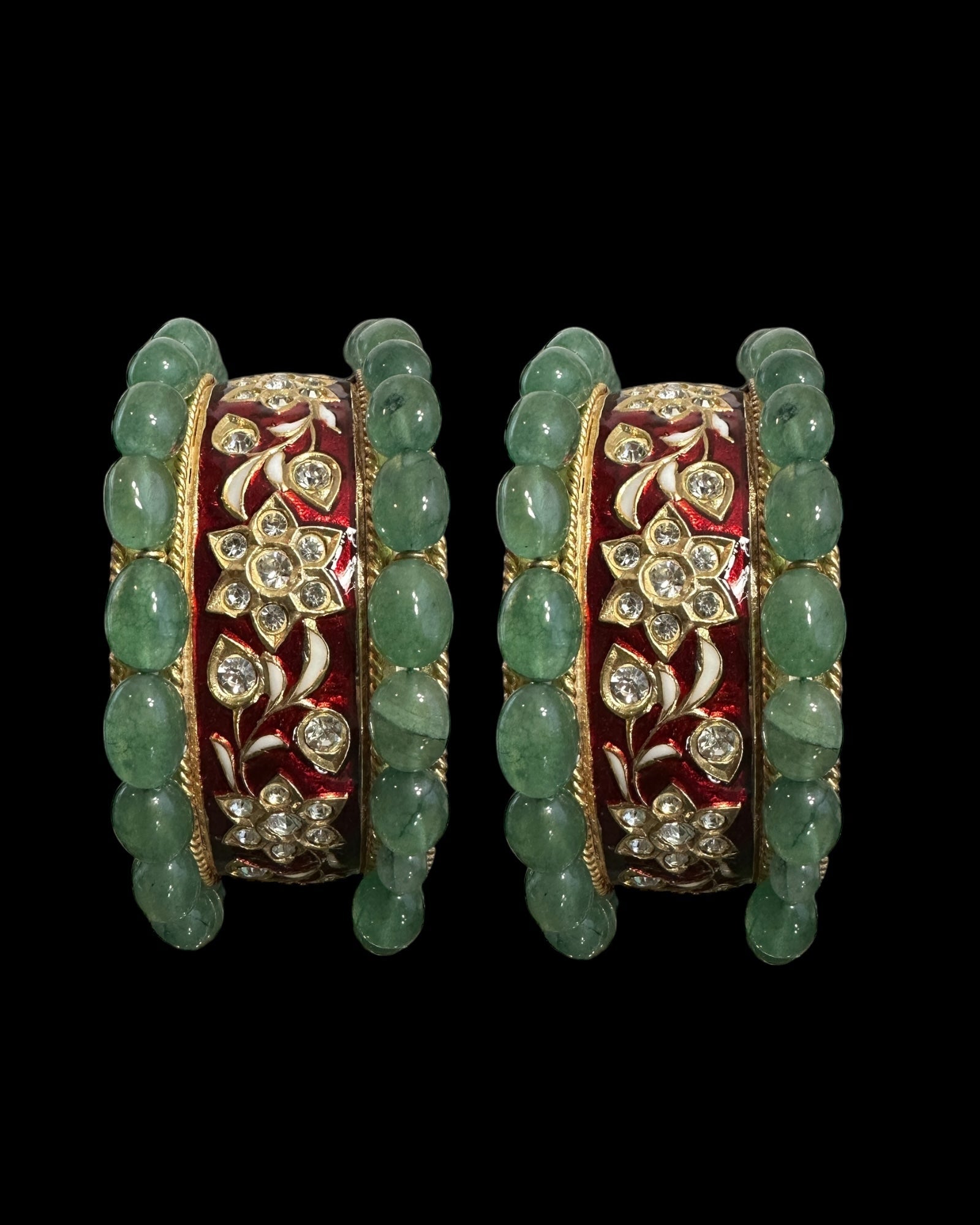B399 Meenakari and emerald bangles (READY TO SHIP)