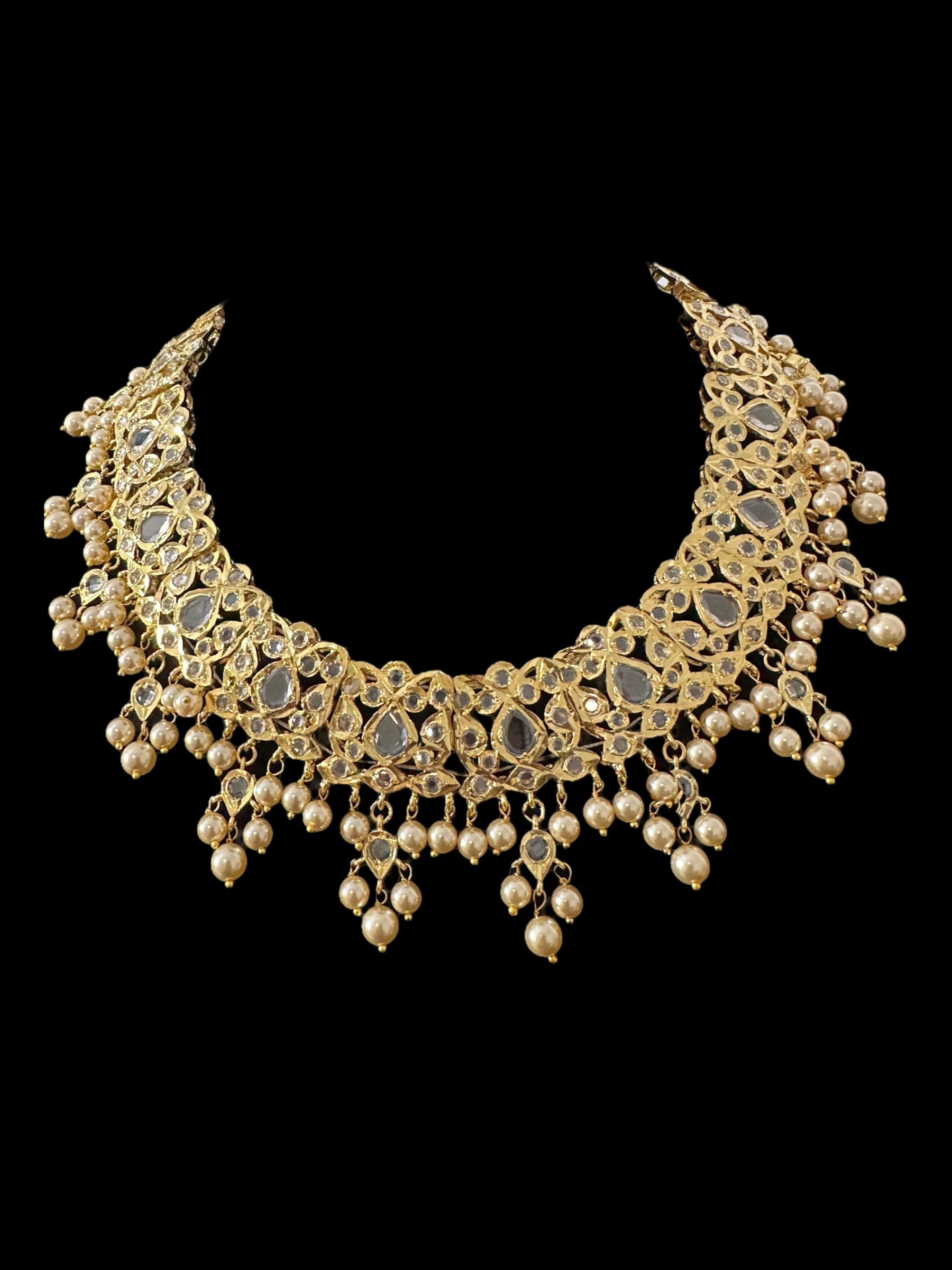 DNS197 Smitha necklace set  in pearls  (READY TO SHIP)