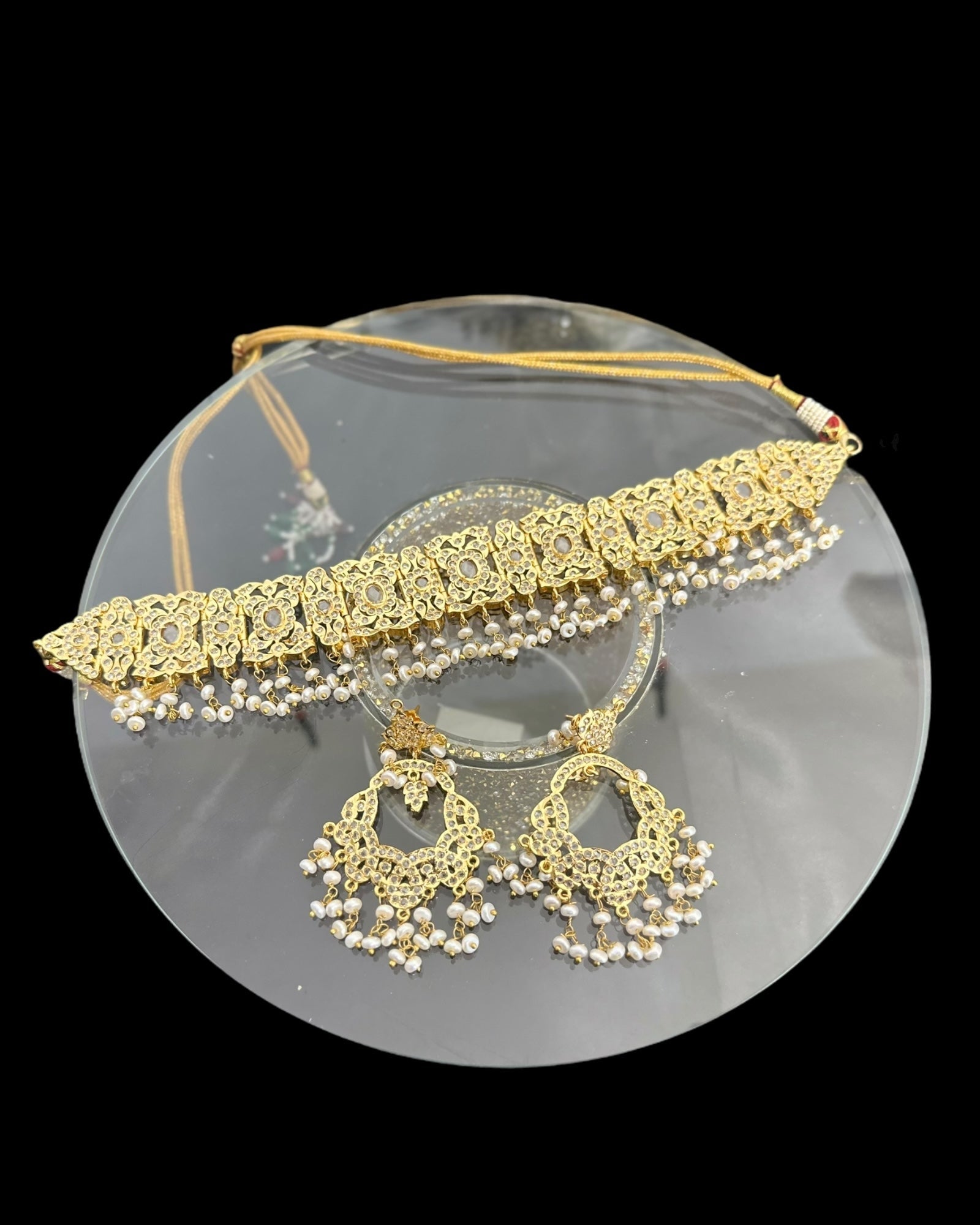 C541 Nishat fresh water pearl choker with earrings ( READY TO SHIP )