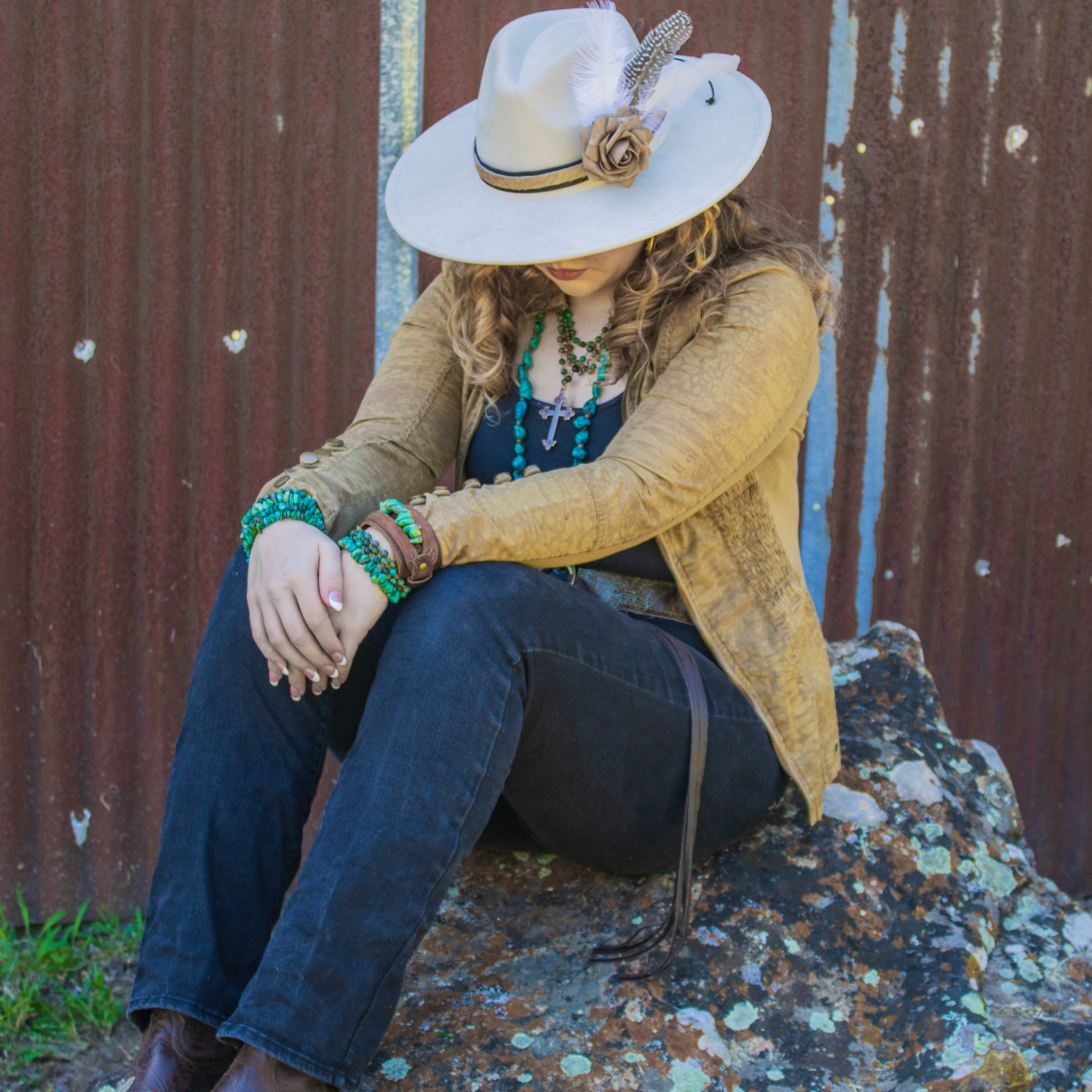 Genuine Leather Wide Cuff Bracelet w/ Large Natural Turquoise Chunks 007u