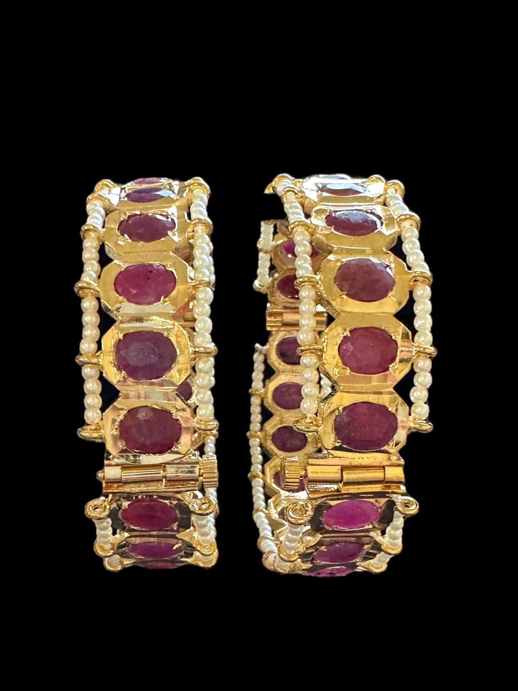 B156 Hyderabadi gold plated bangles in Ruby ( SHIPS IN 4 WEEKS )