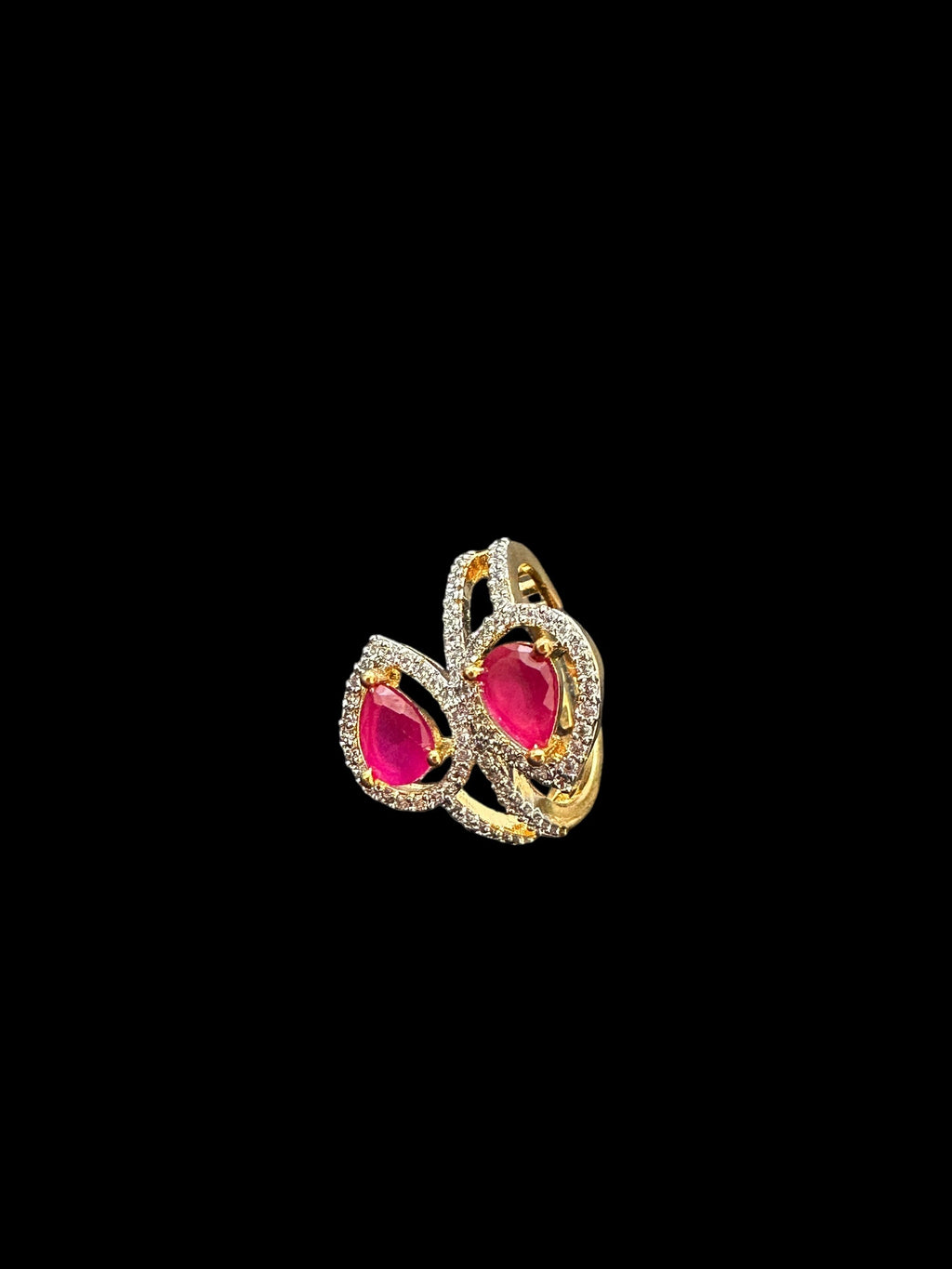 DJR134  Cz gold plated  ring - Ruby( READY TO SHIP)
