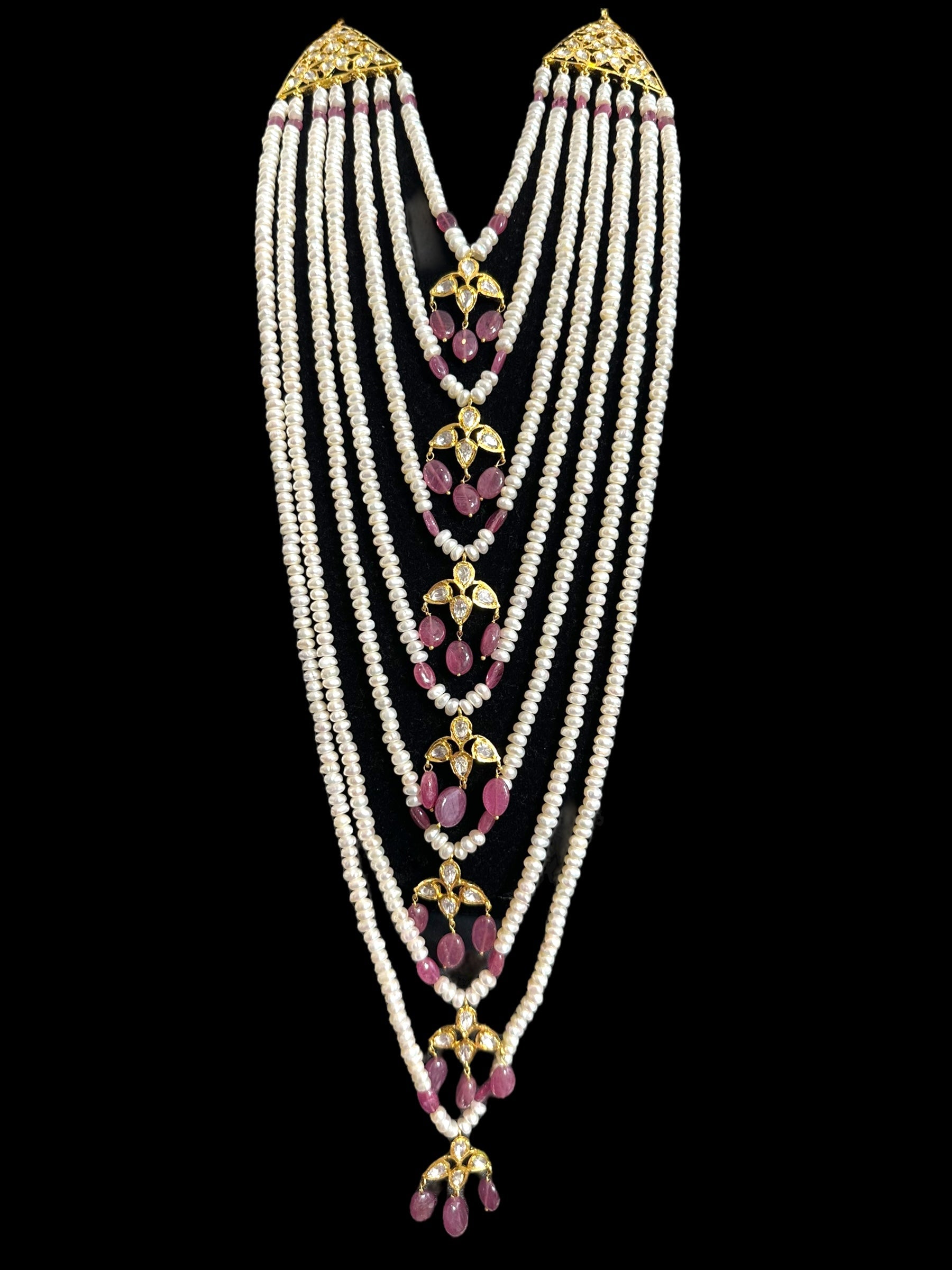 BR310 Bridal jadavi lacha , satlada  in moissanite and emeralds ( SHIPS IN 5 WEEKS )