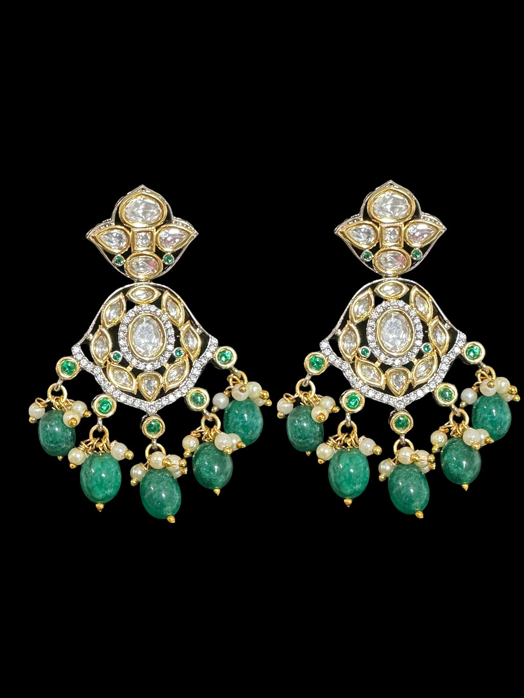 DNS62 Reema high quality polki necklace set - green ( READY TO SHIP  )
