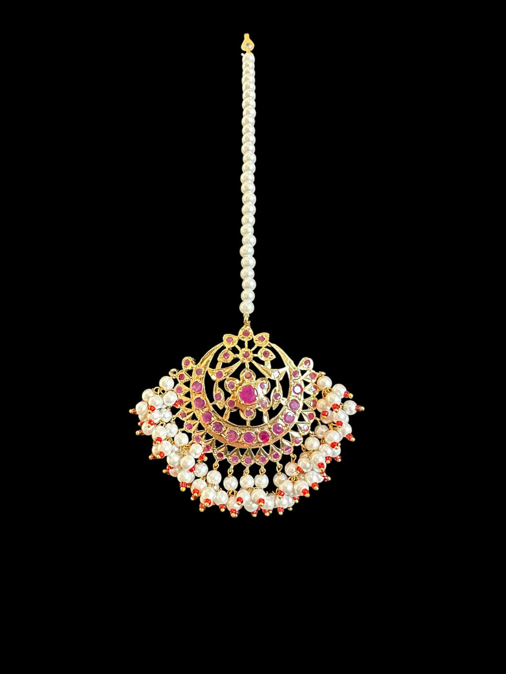 C534 Viya bridal choker set in rubies and pearls  (SHIPS IN 4 WEEKS )