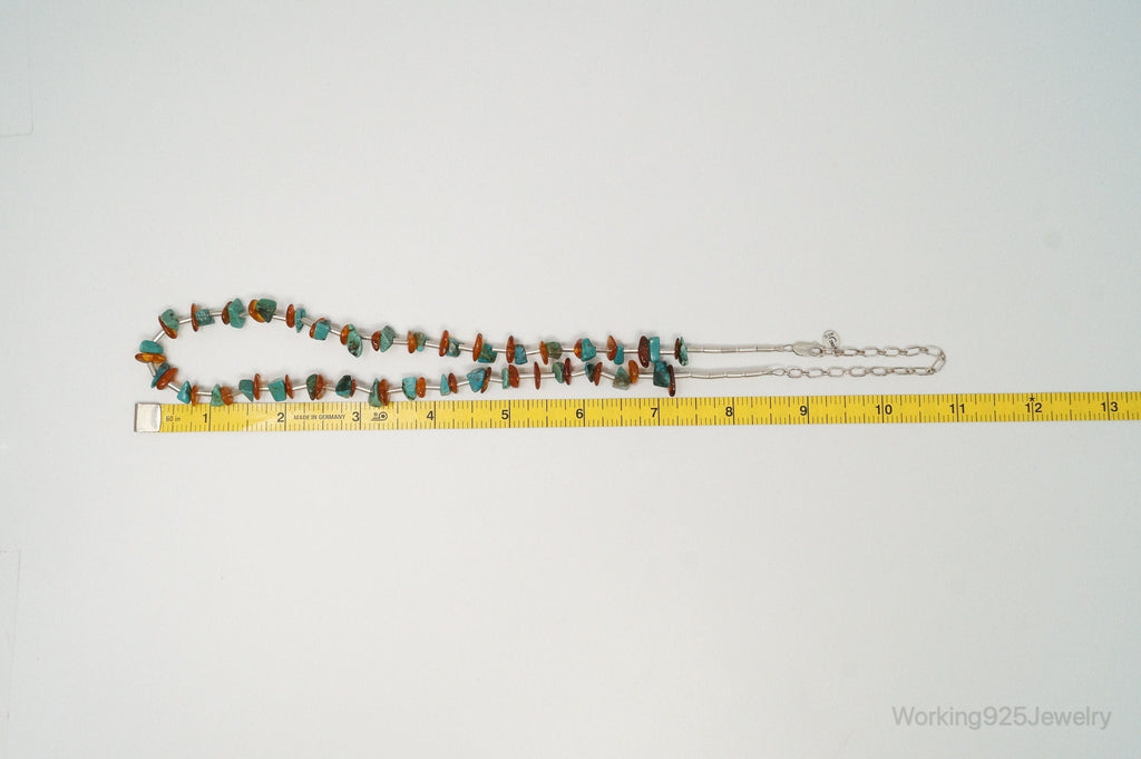 Designer Carolyn Pollack Relios Turquoise Amber Sterling Silver Necklace